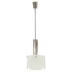 Une des trois Kalmar Lighting, verre glacé et chrome, années 1960