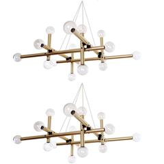 Two Monumental Kalmar Chandeliers, Sputnik Pendant or Flush Mount Lights, 70s 8