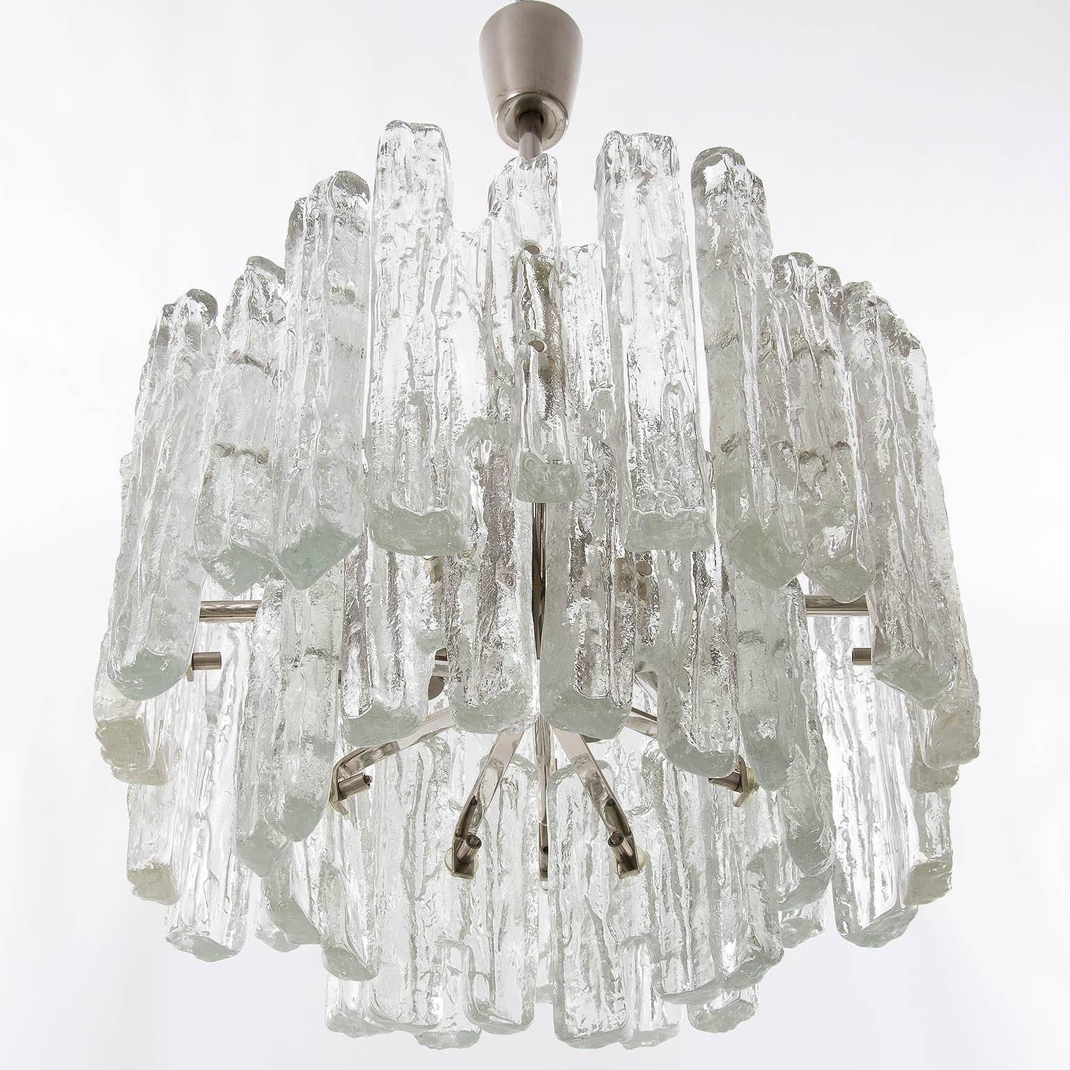 Mid-Century Modern Kalmar Ice Glass Chandelier, 1970