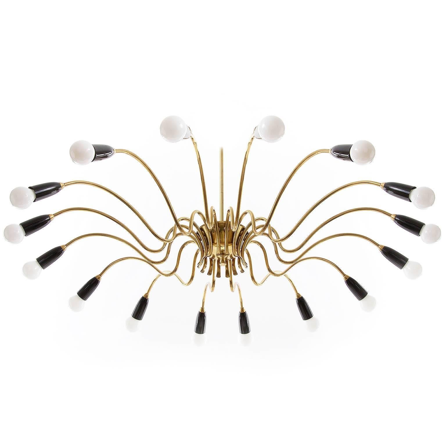 Italian Chandelier, Brass Spider Sputnik, 1960s