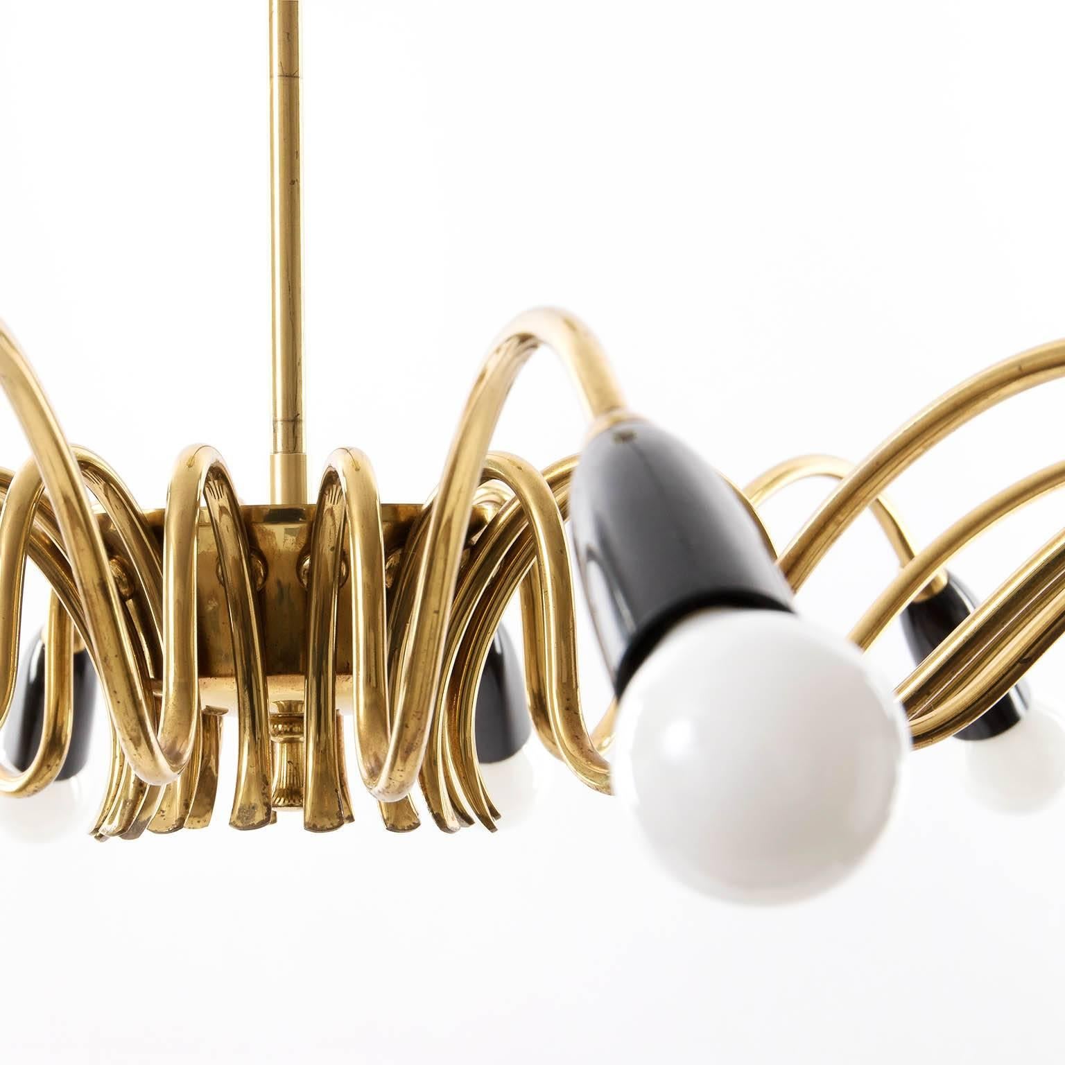 Italian Chandelier, Brass Spider Sputnik, 1960s 2