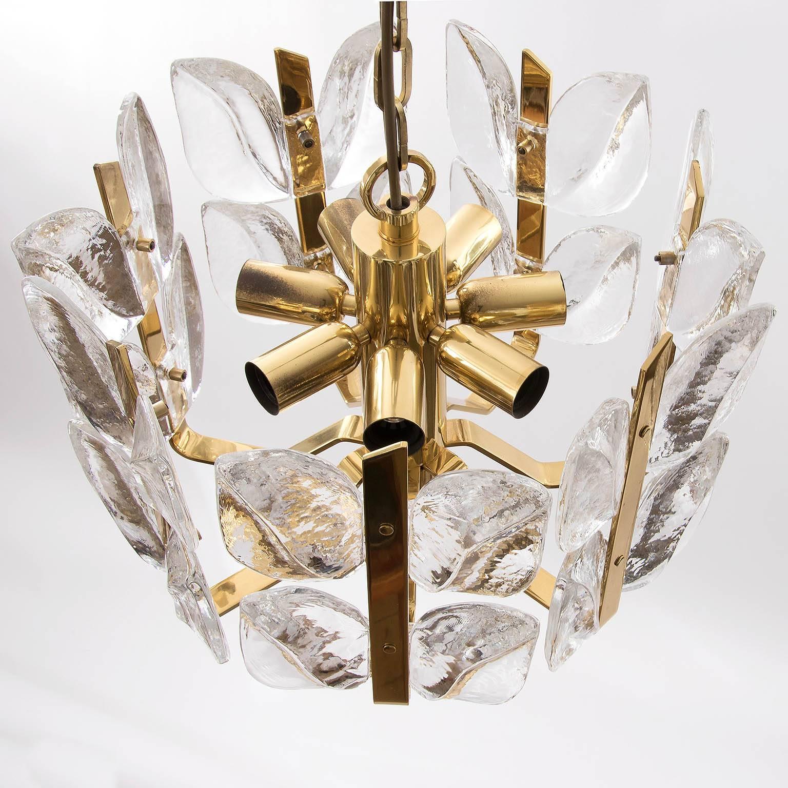 Polished Kalmar Brass and Glass Pendant Light, 1960s