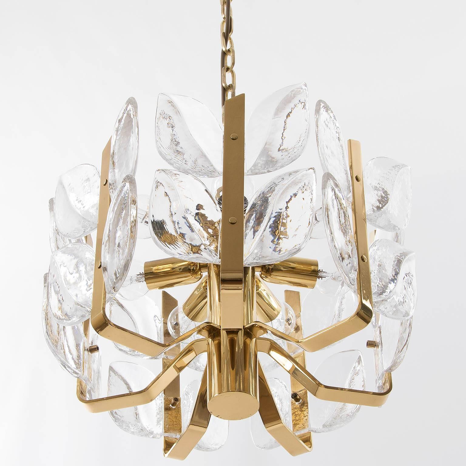 Mid-Century Modern Kalmar Brass and Glass Pendant Light, 1960s
