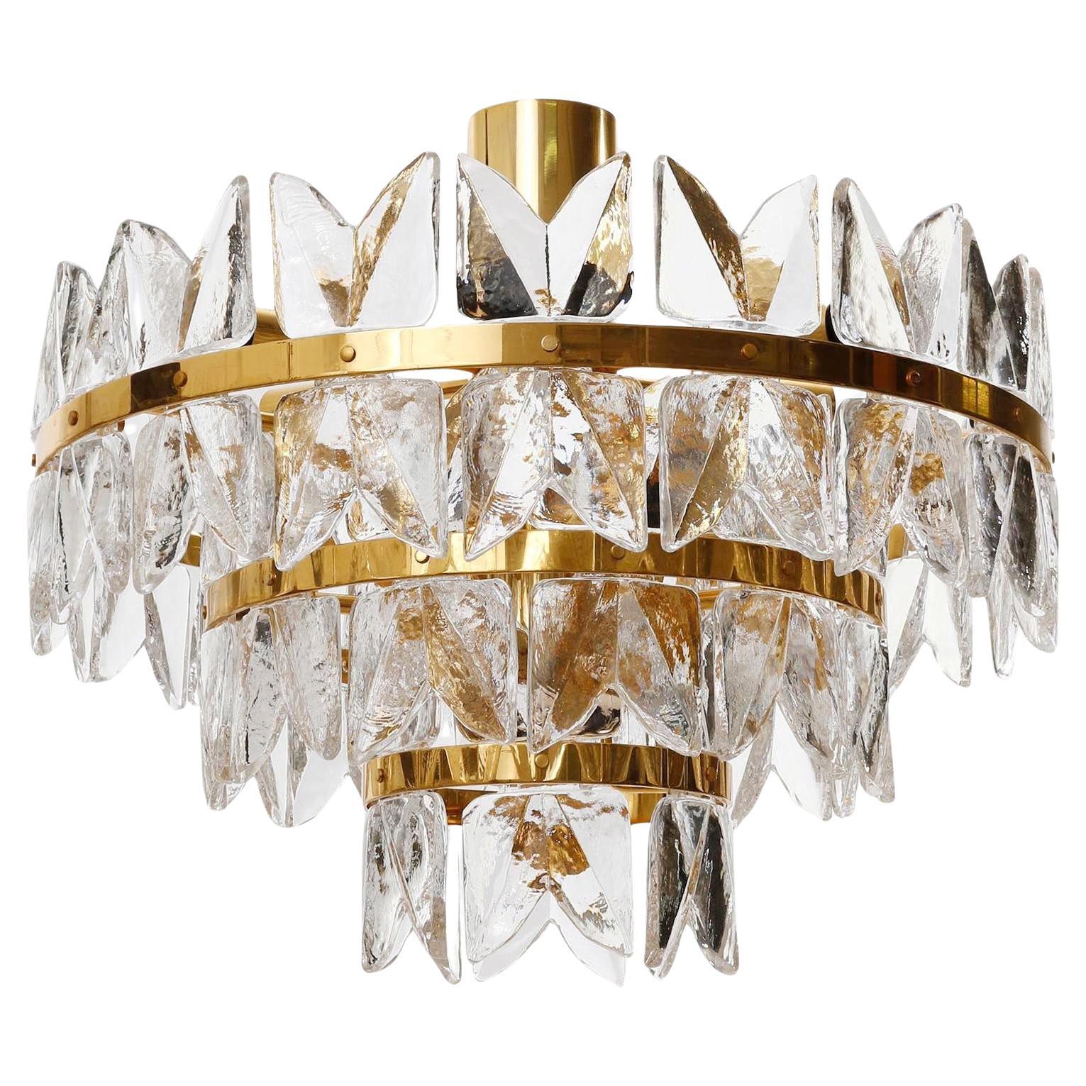 Kalmar Lighting a incasso modello 'Corina', ottone dorato e vetro trasparente, anni '70 in vendita