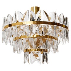 Kalmar Flush Mount Light Model 'Corina', Gold Gilt Brass and Clear Glass, 1970s
