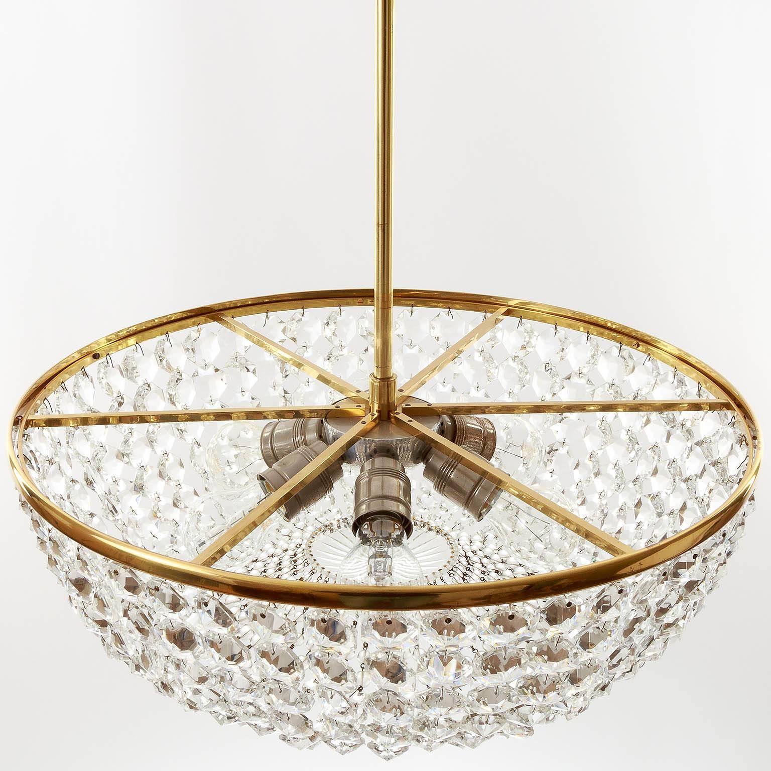 Mid-20th Century Viennese Coffee House Basket Crystal Chandelier by Lobmeyr, 1960s