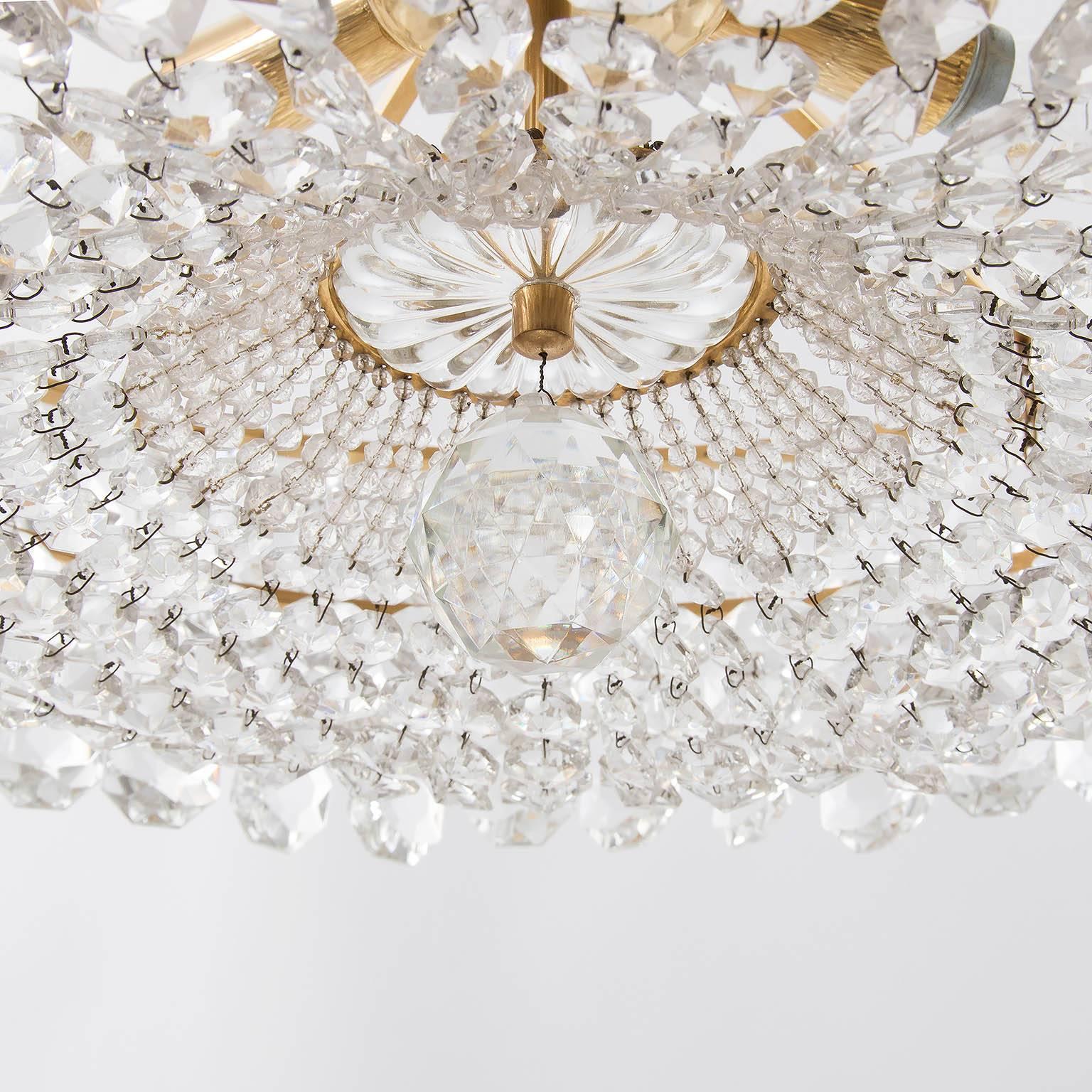 Bakalowits Chandelier, Crystal Glass and Gilt Brass, Austria, 1960s, 1 of 2 2