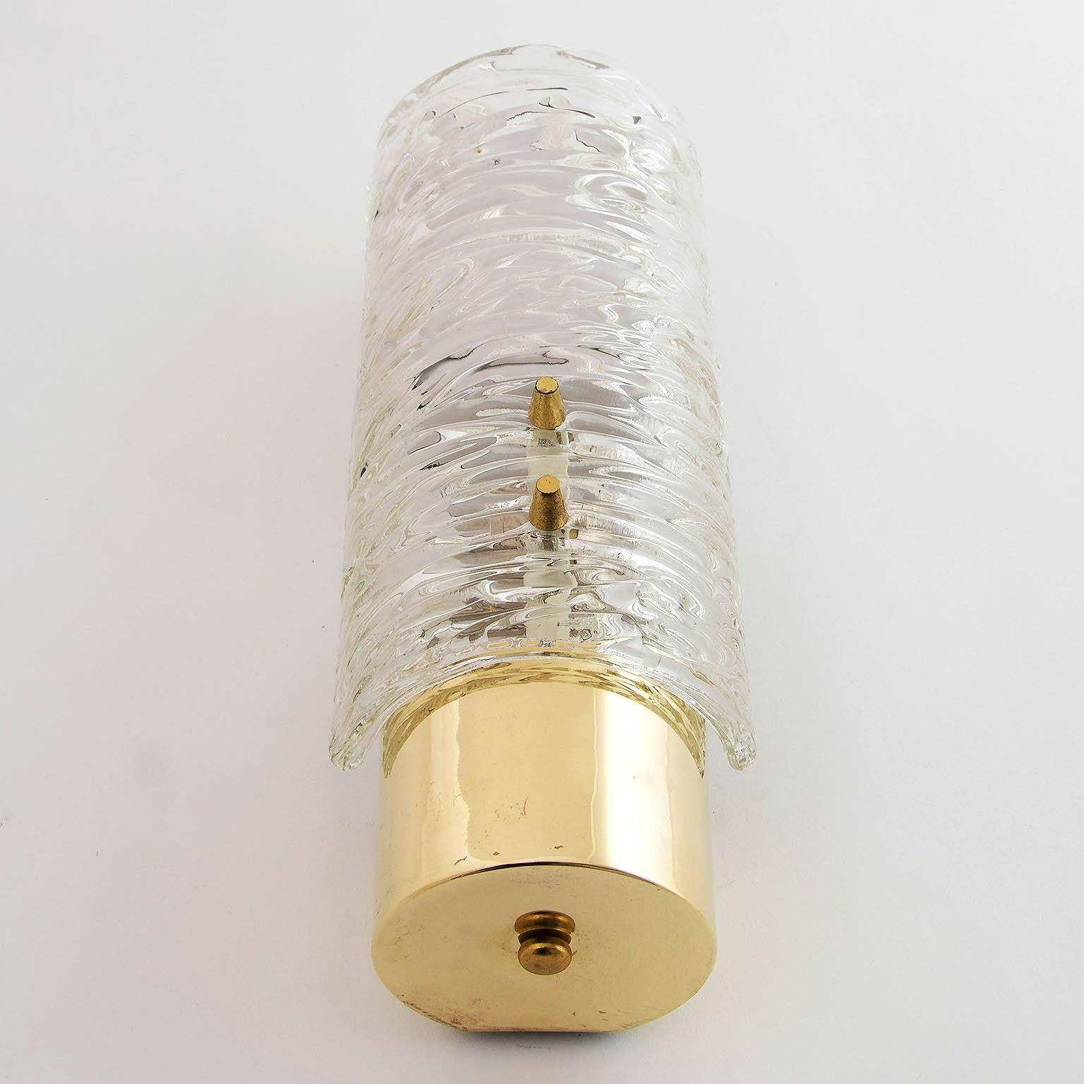 Austrian One of Six Kalmar Brass and Glass Sconces, 1950s For Sale