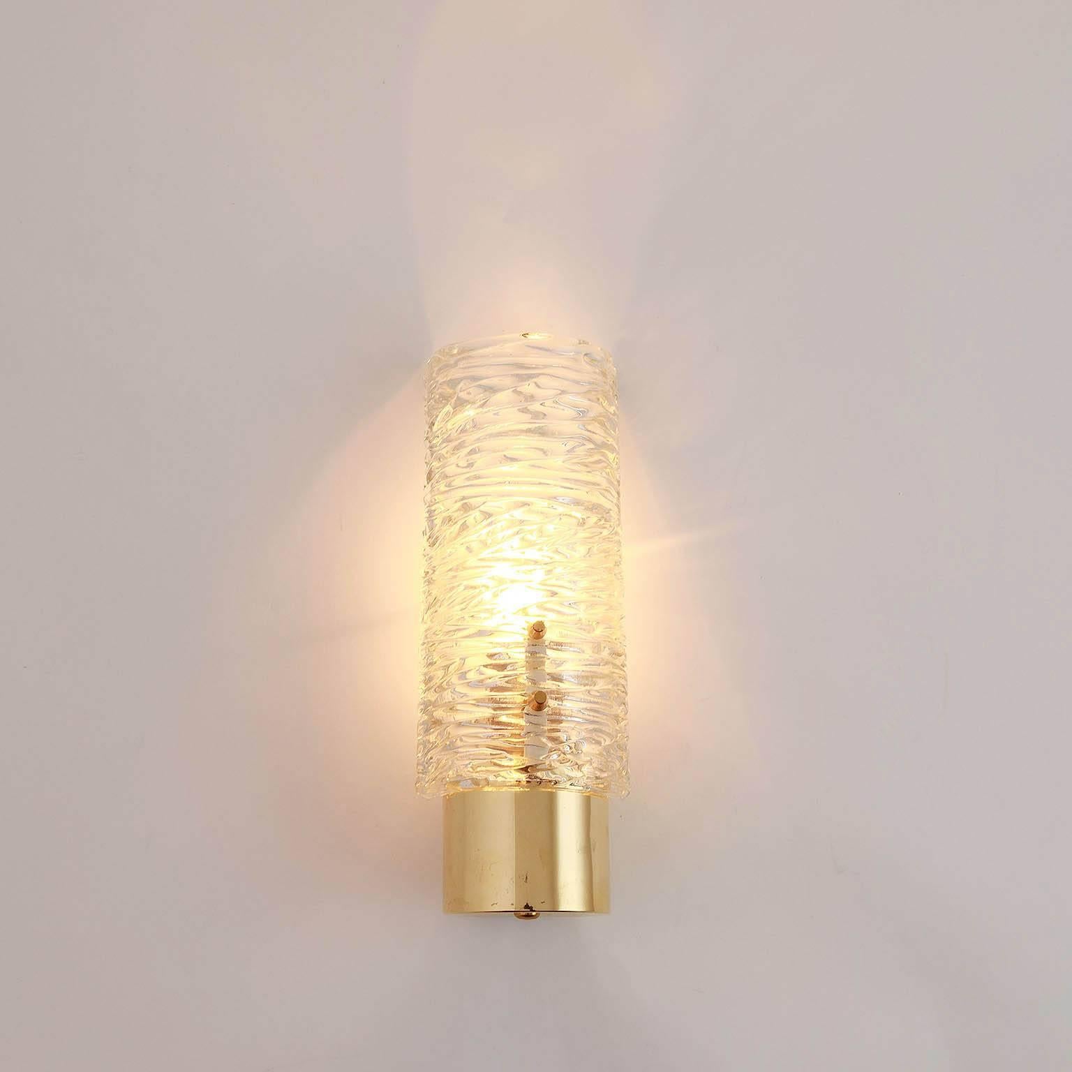 One of Six Kalmar Brass and Glass Sconces, 1950s For Sale 2