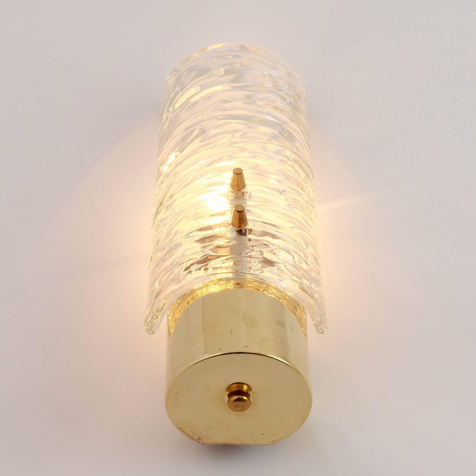 One of Six Kalmar Brass and Glass Sconces, 1950s For Sale 1