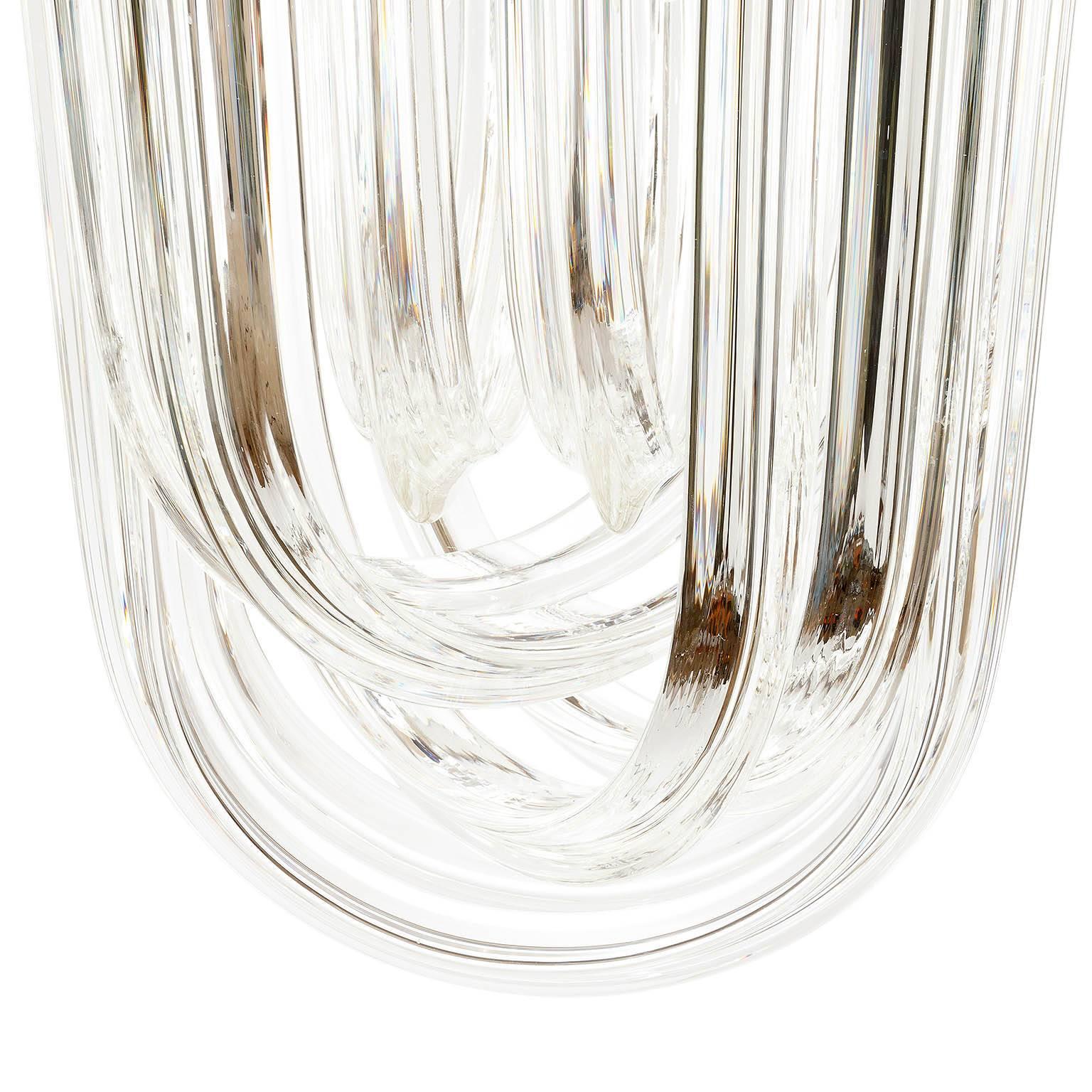 Venini-Hängelampe, geschwungenes Kristallglas und vergoldetes Messing, Italien im Angebot 2
