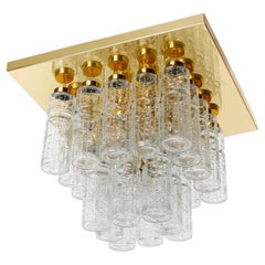 Flush Mount Light von Glashütte Limburg, Glas, Messing poliert, 1970er Jahre, eine von fünf