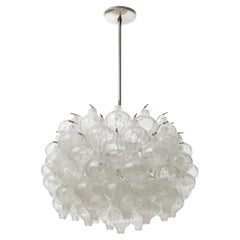 Kalmar Tulipan Chandelier Pendant Light, Glass Nickel White Metal, 1970s, 1 of 2