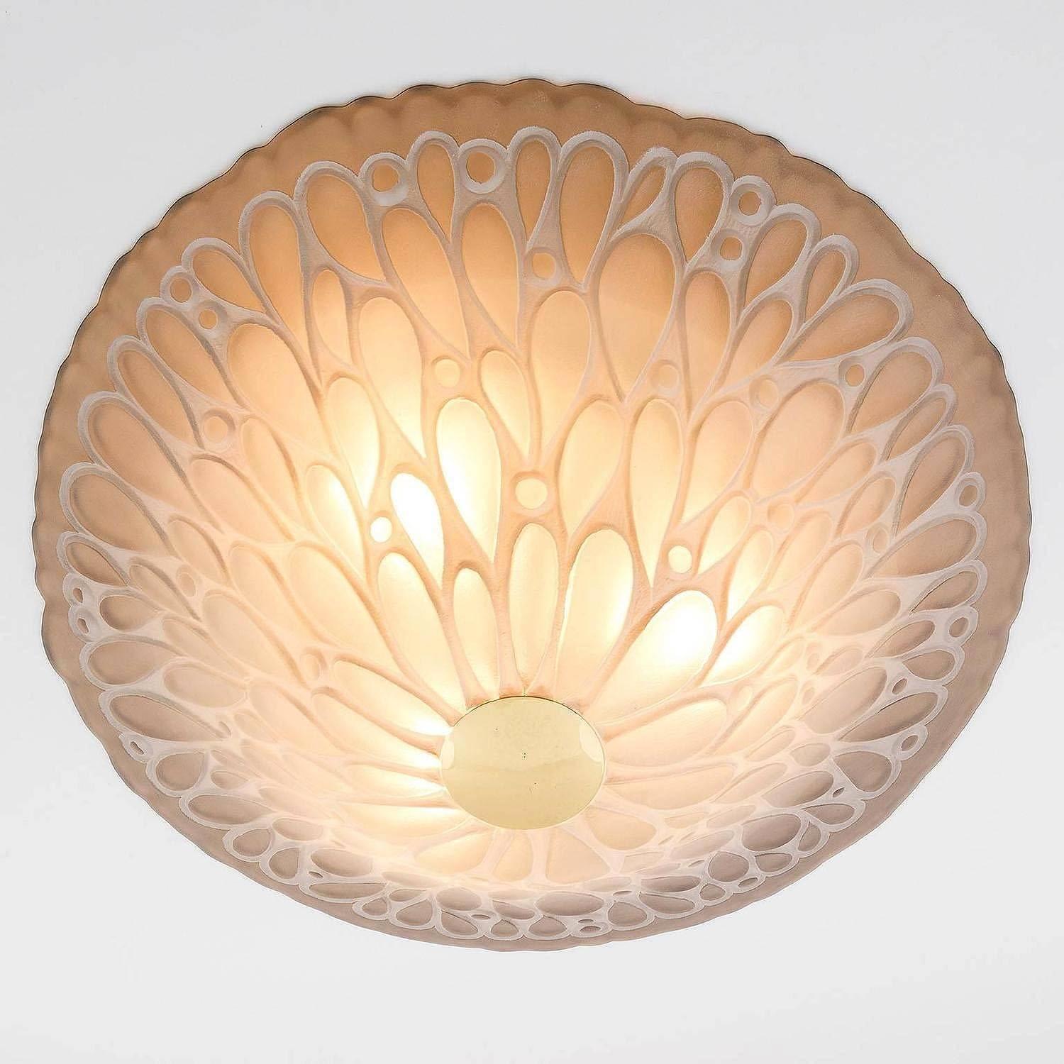 Peint Kalmar lampe à montage encastrée, laiton et verre brun, 1970 en vente