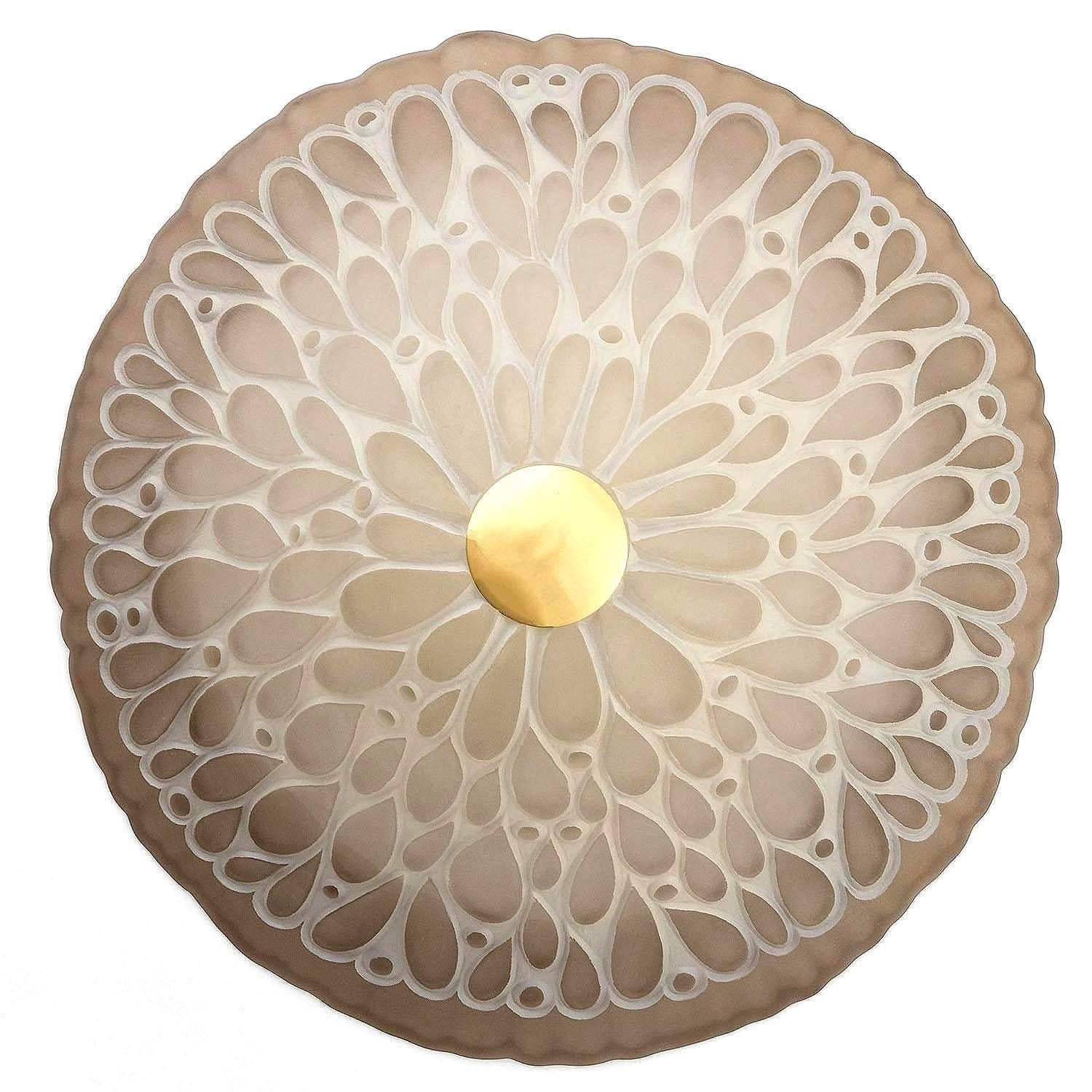 Autrichien Kalmar lampe à montage encastrée, laiton et verre brun, 1970 en vente