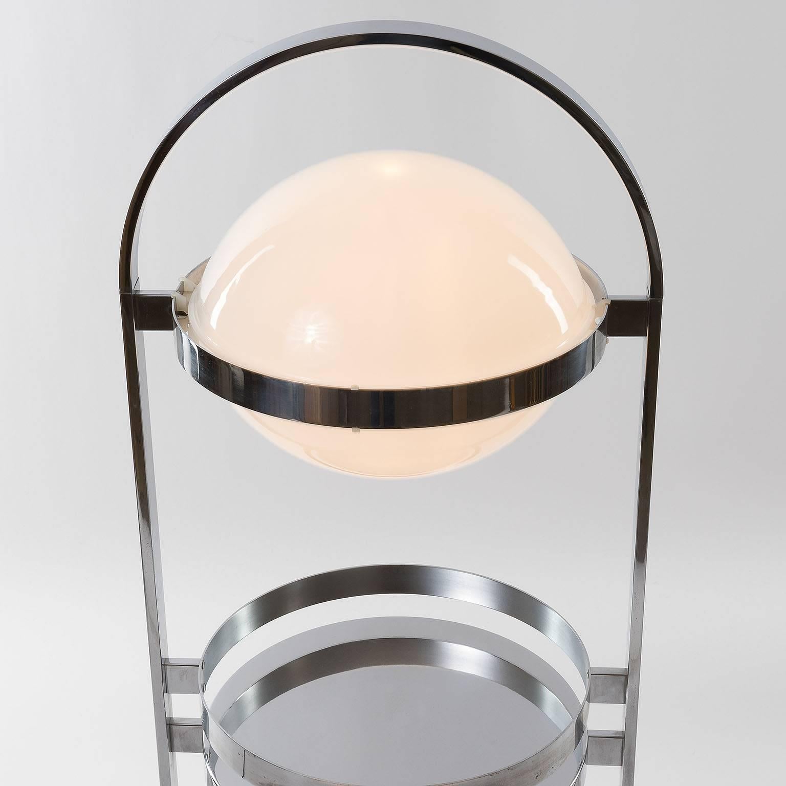 Floor Lamp by Vest Austria, Metal Chrome Opal White Acrylic Glass, 1970 For Sale 1