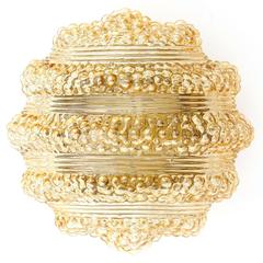 Three Sconces or Flush Mount Lights, Amber Tone Bubble Glass, 1960s