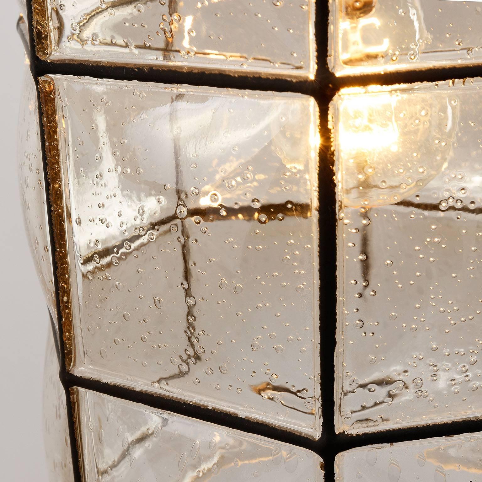 Limburg Pendant Light, Brass and Amber Iron Glass, 1960s 1
