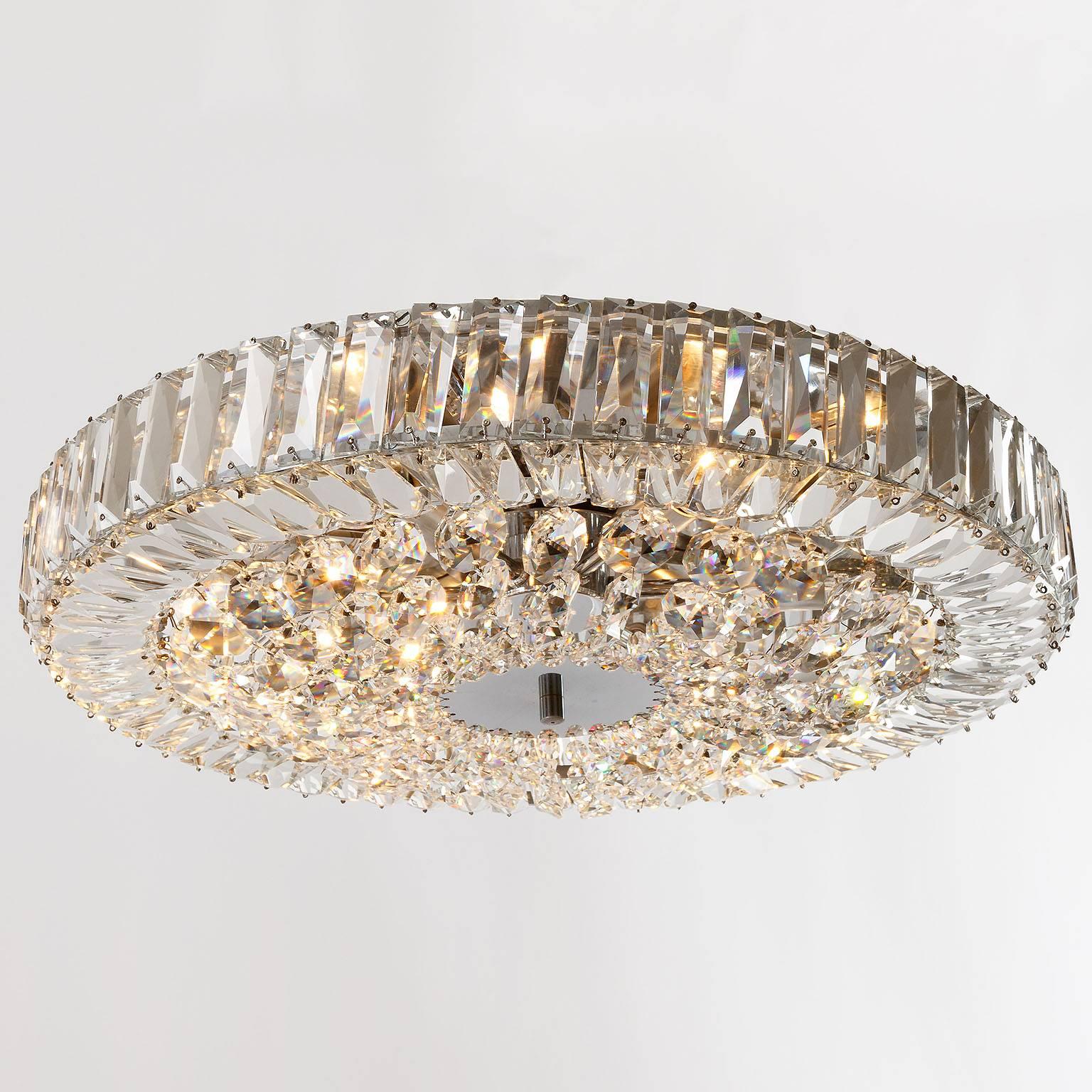 Crystal and Nickel Light Fixture by Palwa, 1960s In Excellent Condition In Hausmannstätten, AT