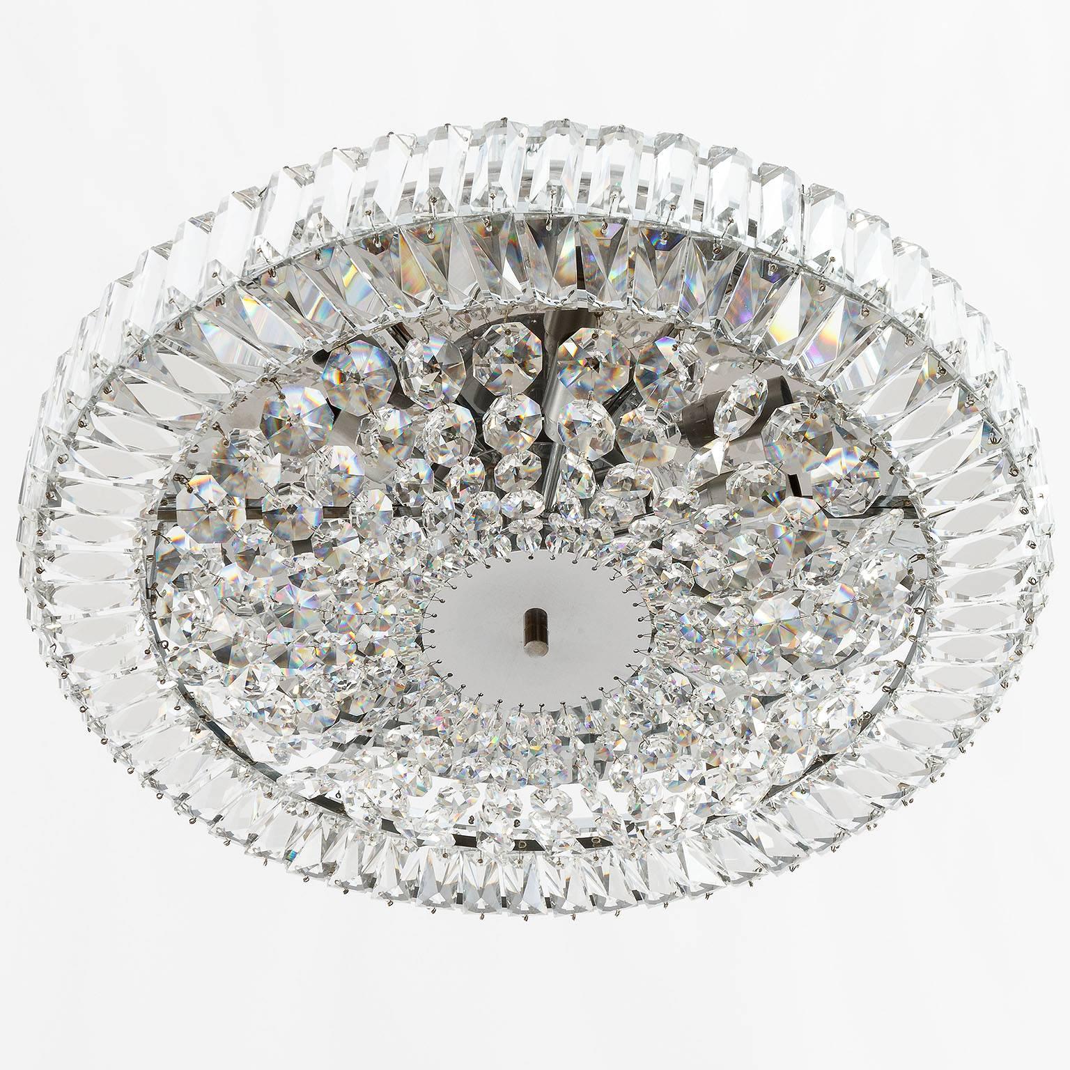 Hollywood Regency Crystal and Nickel Light Fixture by Palwa, 1960s