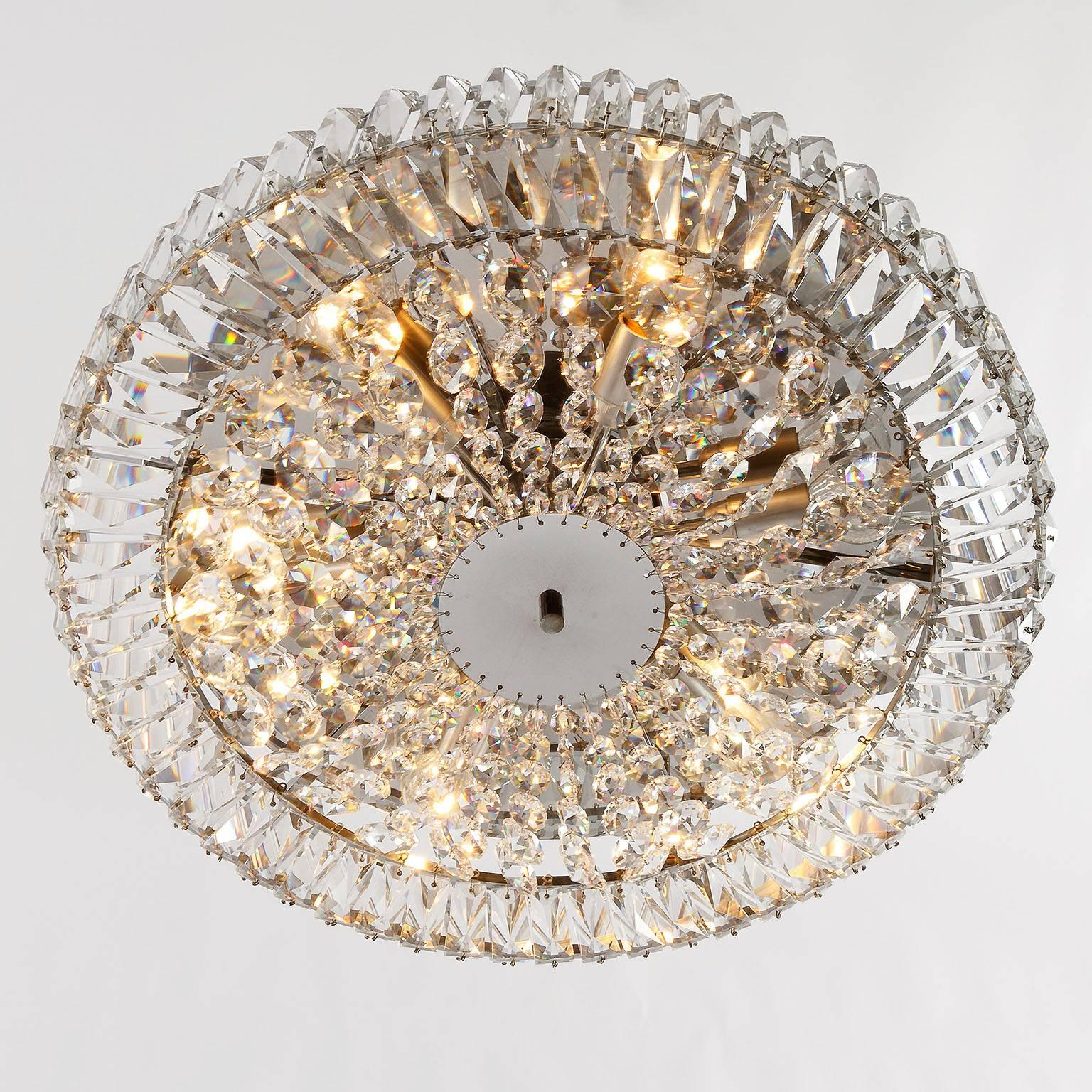 Mid-20th Century Crystal and Nickel Light Fixture by Palwa, 1960s
