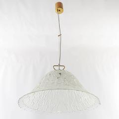Large Kalmar Glass and Brass Pendant Light, 1960s