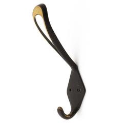 Set of Seven Coat Wall Hooks, Blackened Brass, Austria, 1950s