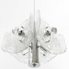 Mid-Century Modern Chandelier, Chrome and Murano Glass, 1970s