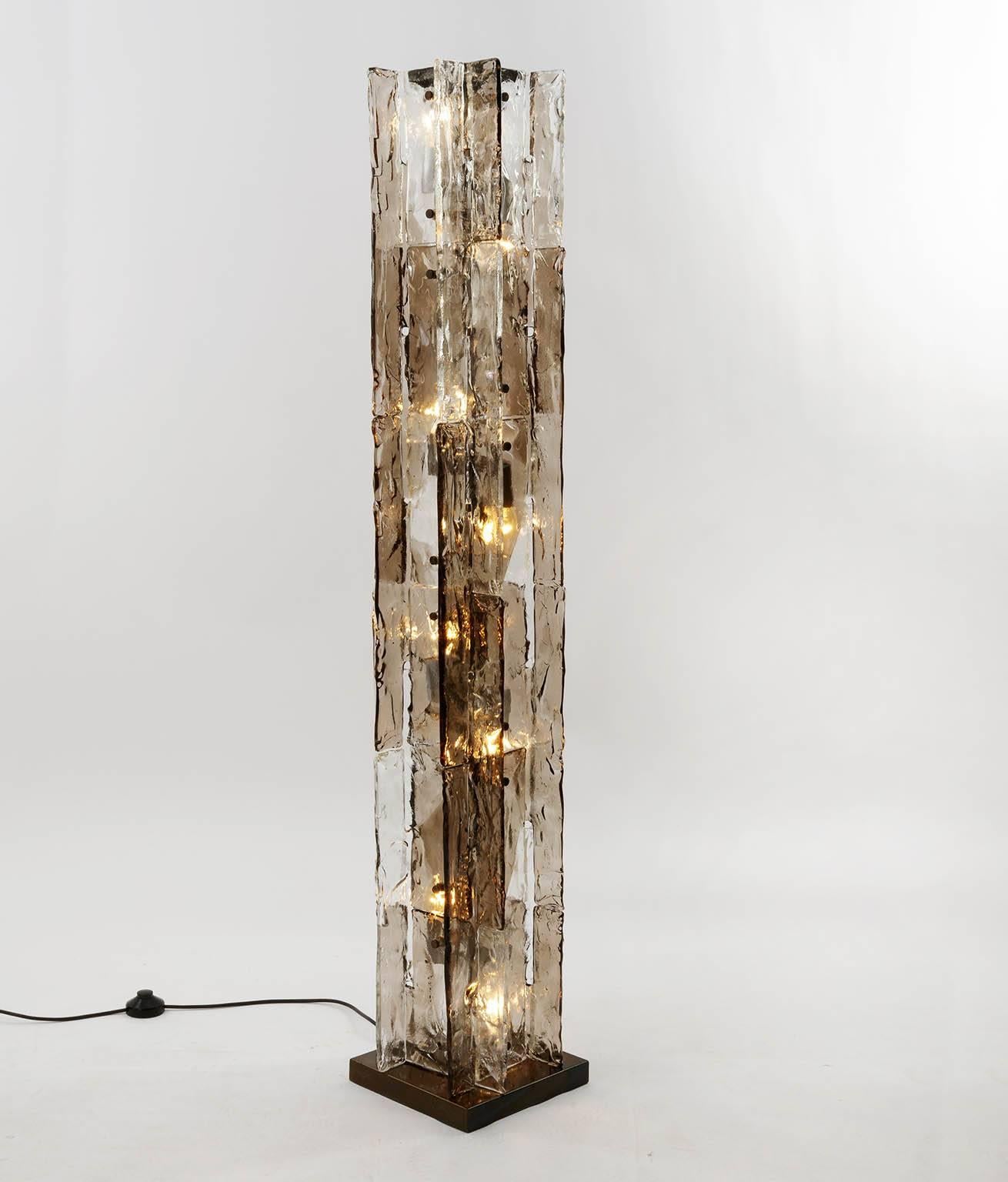 Mid-Century Modern Floor Lamp by Carlo Nason for Mazzega, Smoked Murano Glass, Italy, 1960s