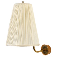 Pair Wall Lights Sconces, Kalmar, Josef Frank, Brass Wood Pleated Shades, 1960