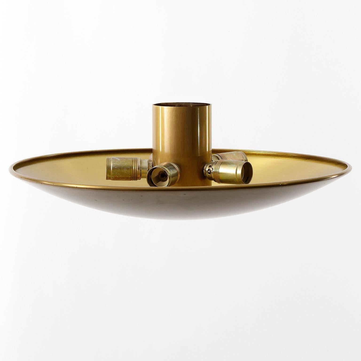 Florian Schulz Flush Mount Light, Patinated Brass Bowl, 1970s In Excellent Condition In Hausmannstätten, AT