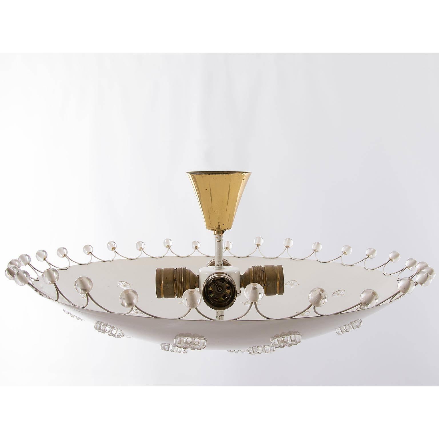 Lacquered German Bowl Flush Mount Ceiling Light, 50s By L.A. Riedinger (Four Available)