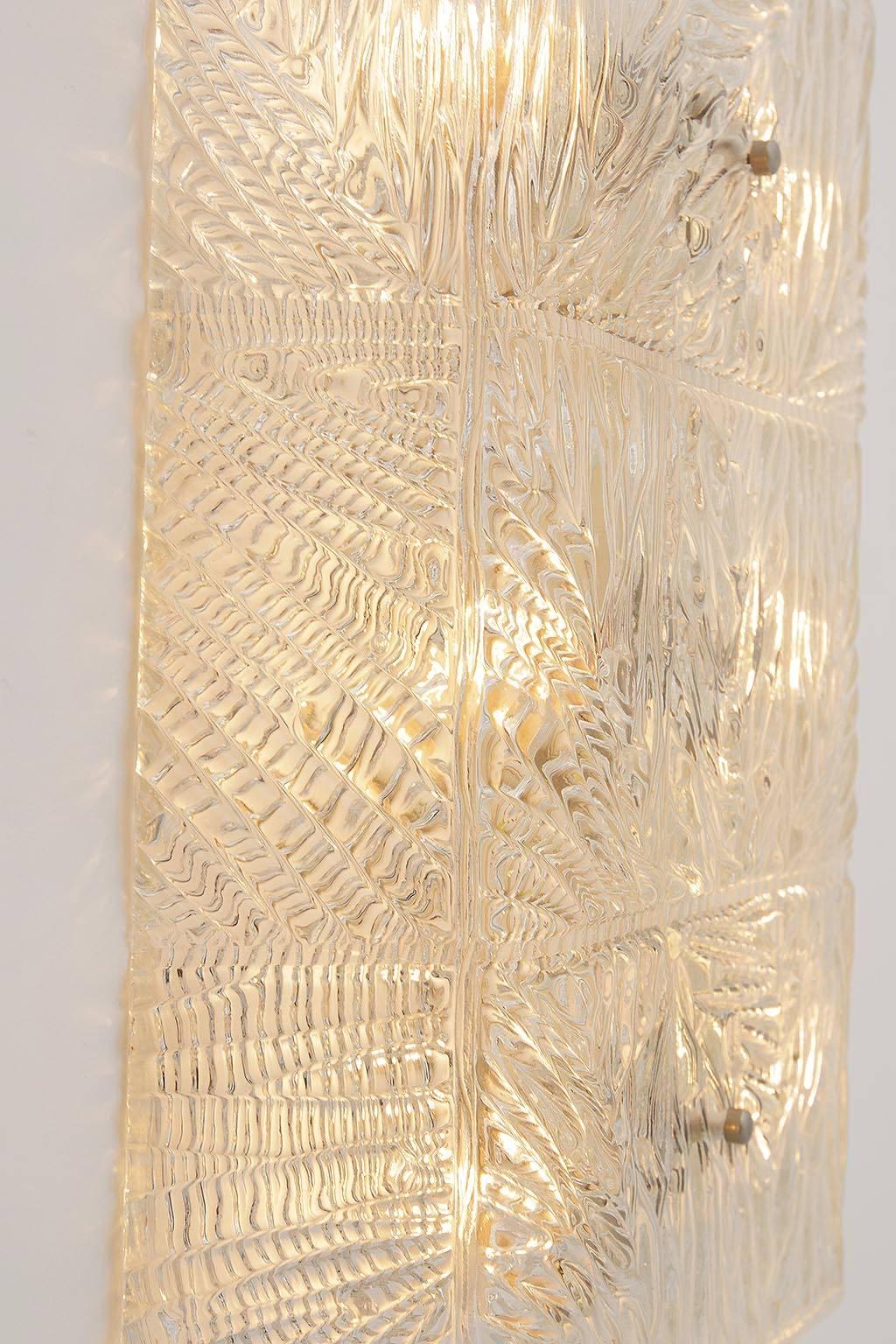 Large Textured Glass Sconce, Austria, 1950s For Sale 1