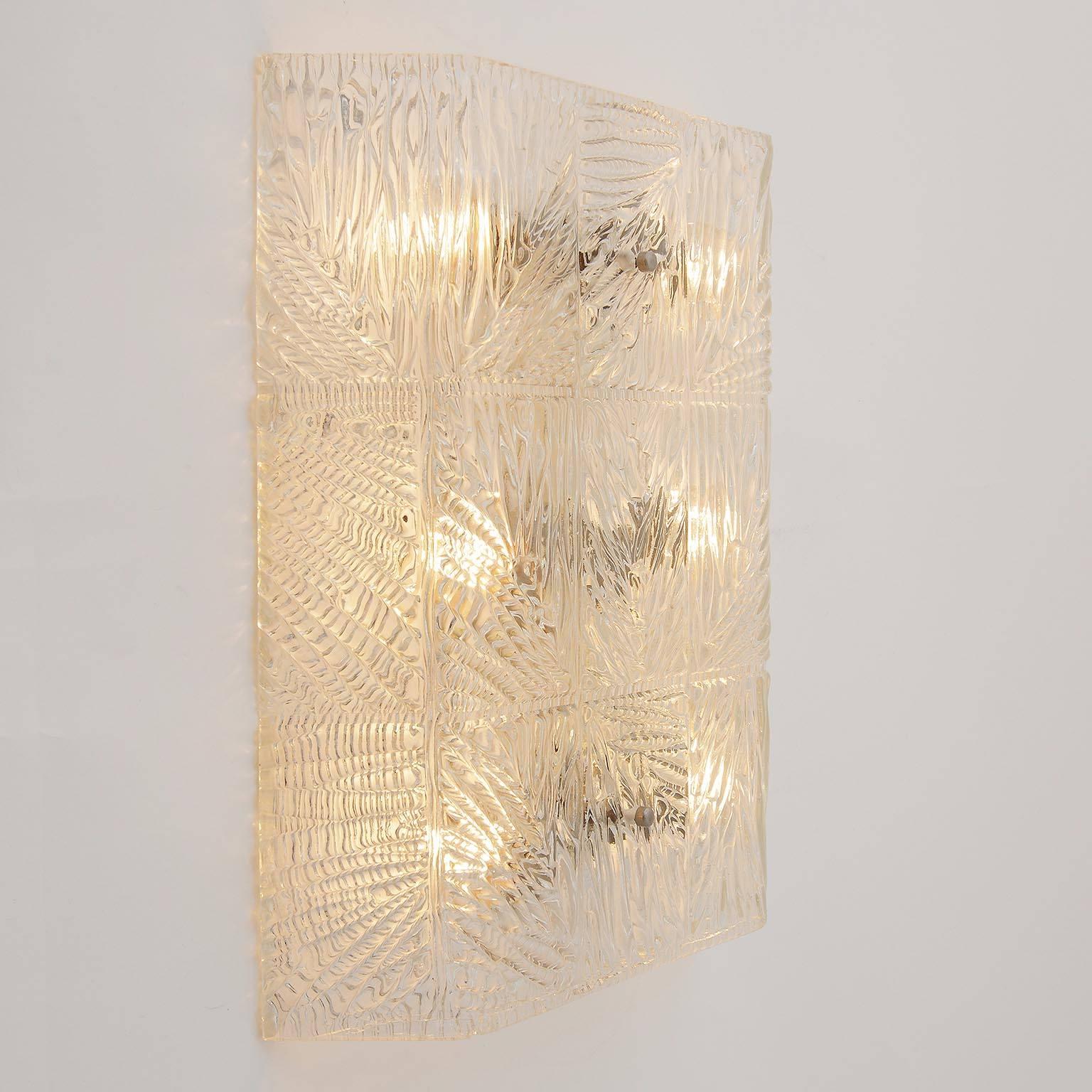 Metal Large Textured Glass Sconce, Austria, 1950s For Sale