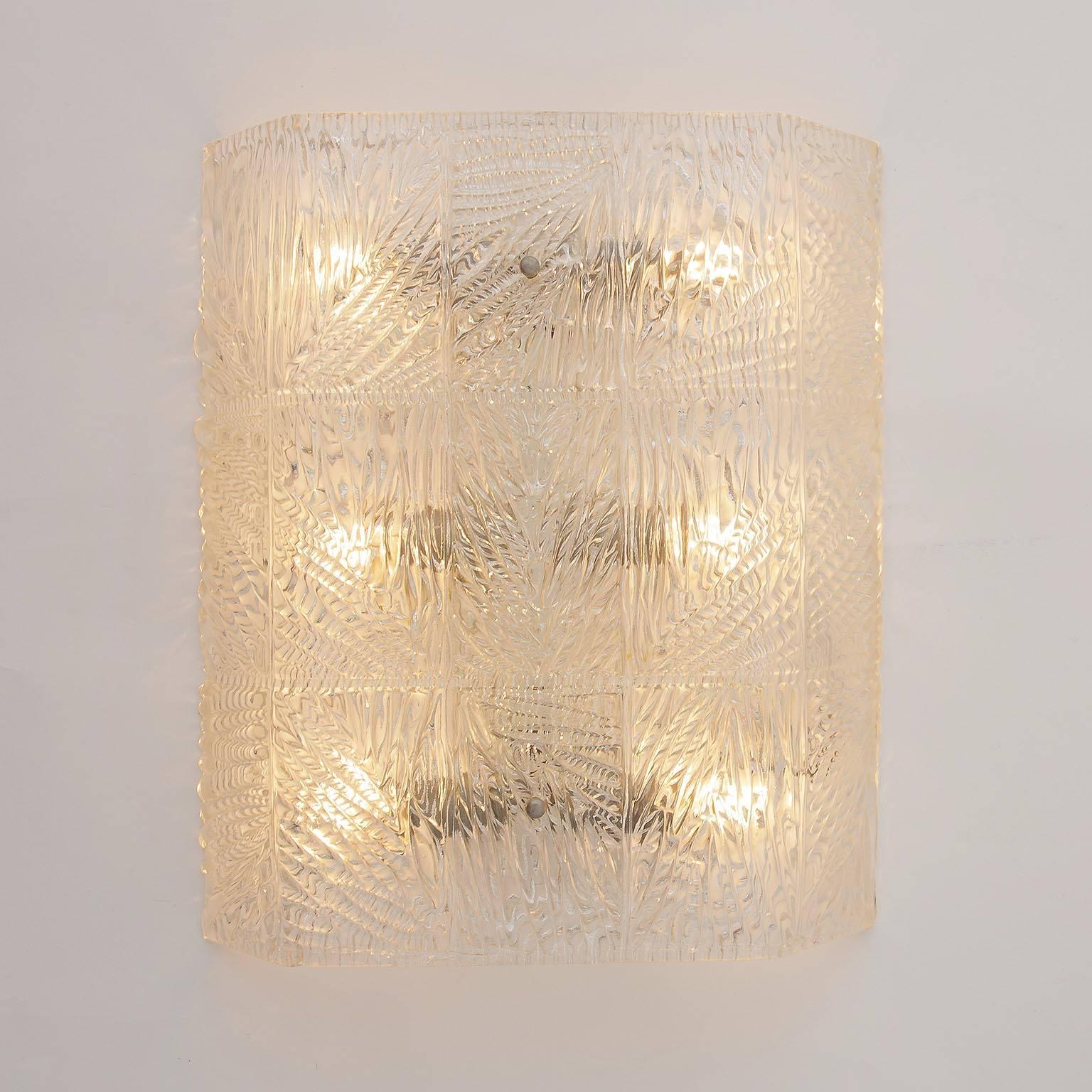 Mid-20th Century Large Textured Glass Sconce, Austria, 1950s For Sale