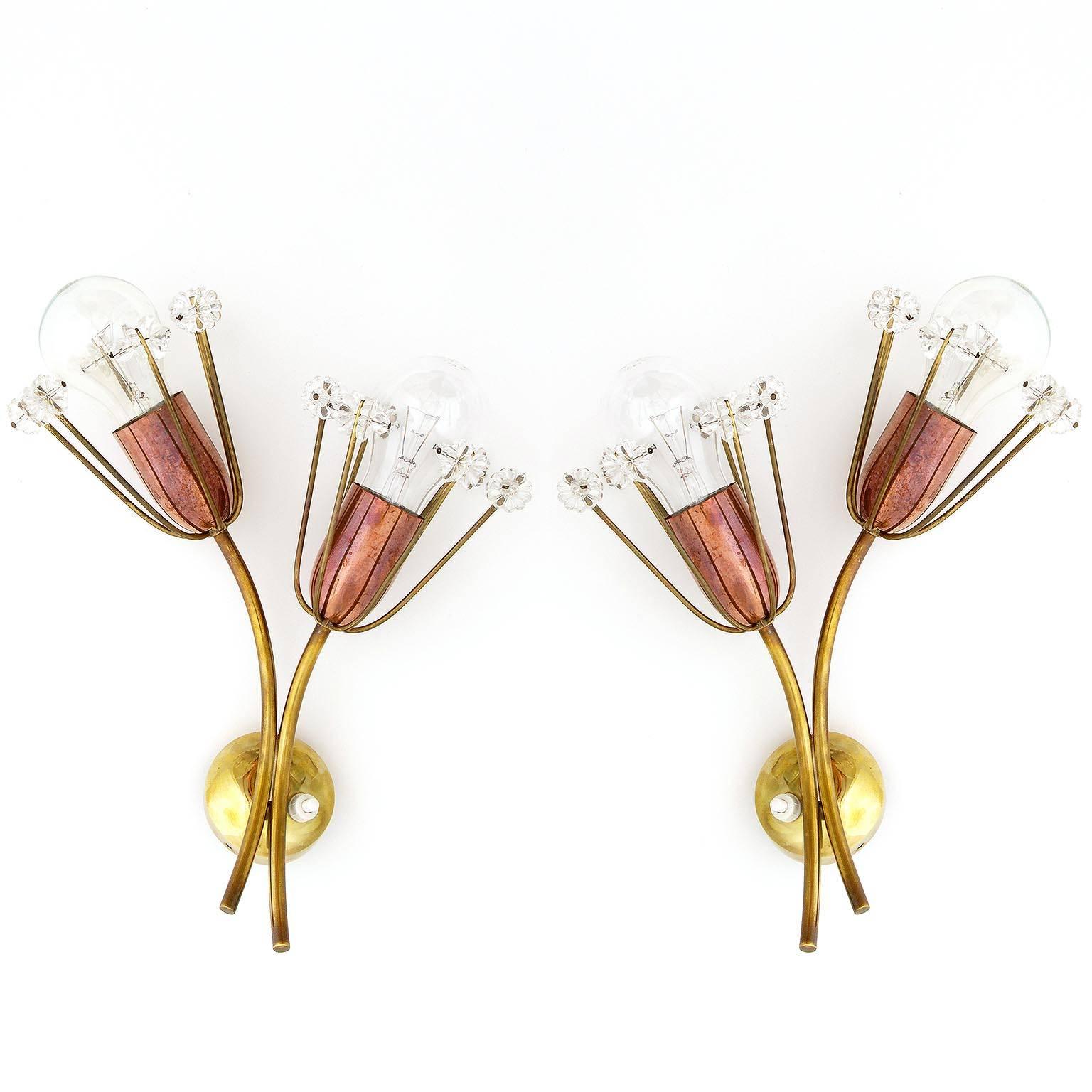 Emil Stejnar Sputnik Chandelier, Rupert Nikoll, Brass Copper Glass, Vienna 1950s 3
