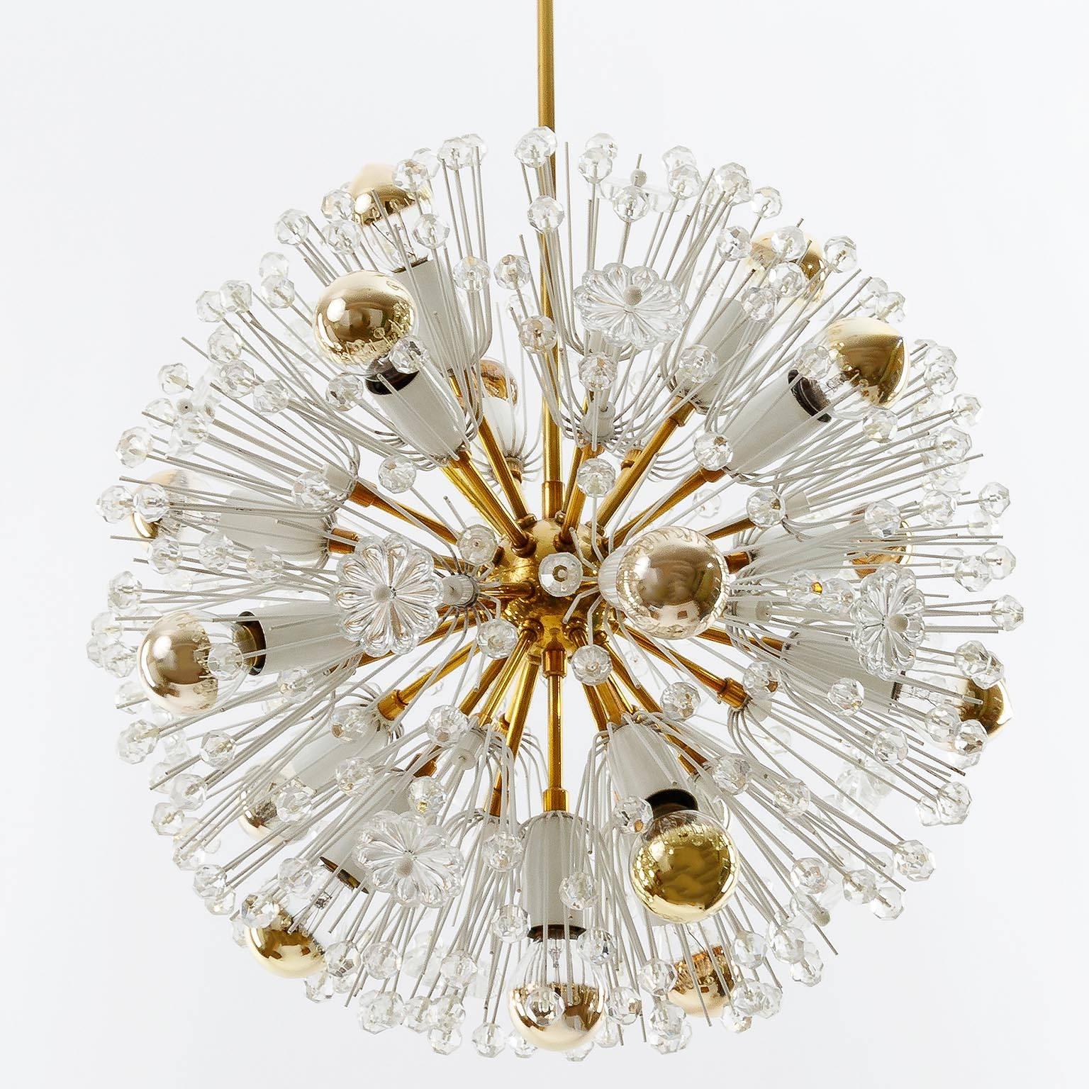 Emil Stejnar Sputnik Chandelier, Rupert Nikoll, Brass Copper Glass, Vienna 1950s 4