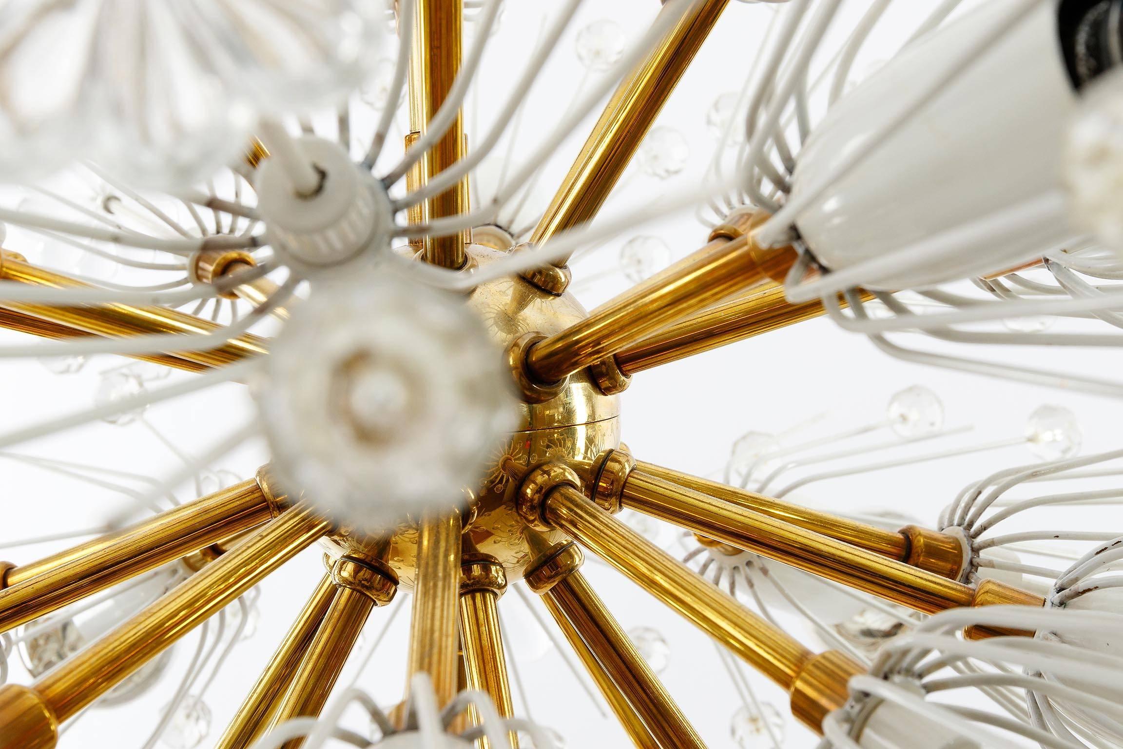 Mid-20th Century Emil Stejnar Sputnik Chandelier, Brass Crystal Glass, 1950s