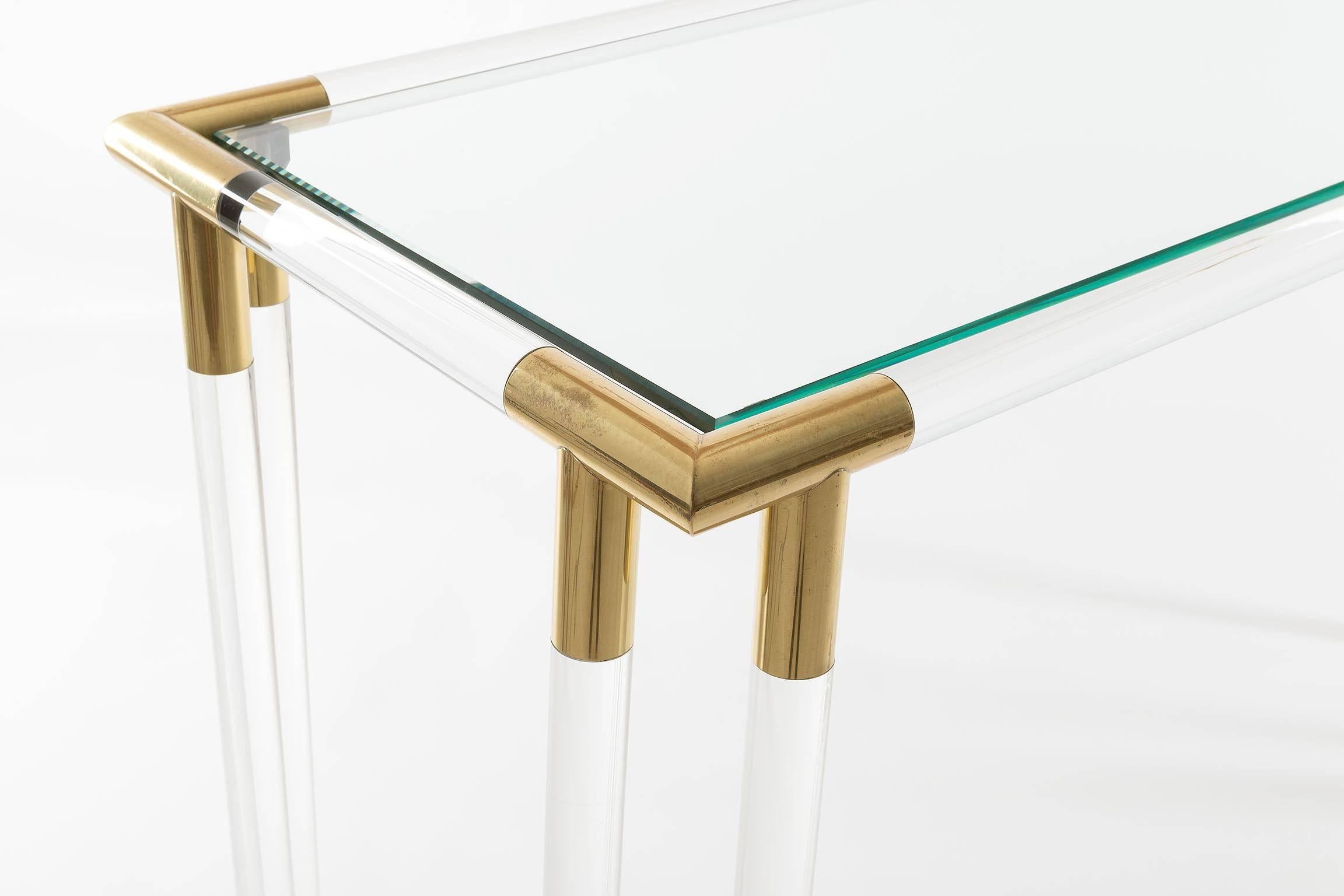 Late 20th Century Lucite and Brass Console Table, 1970