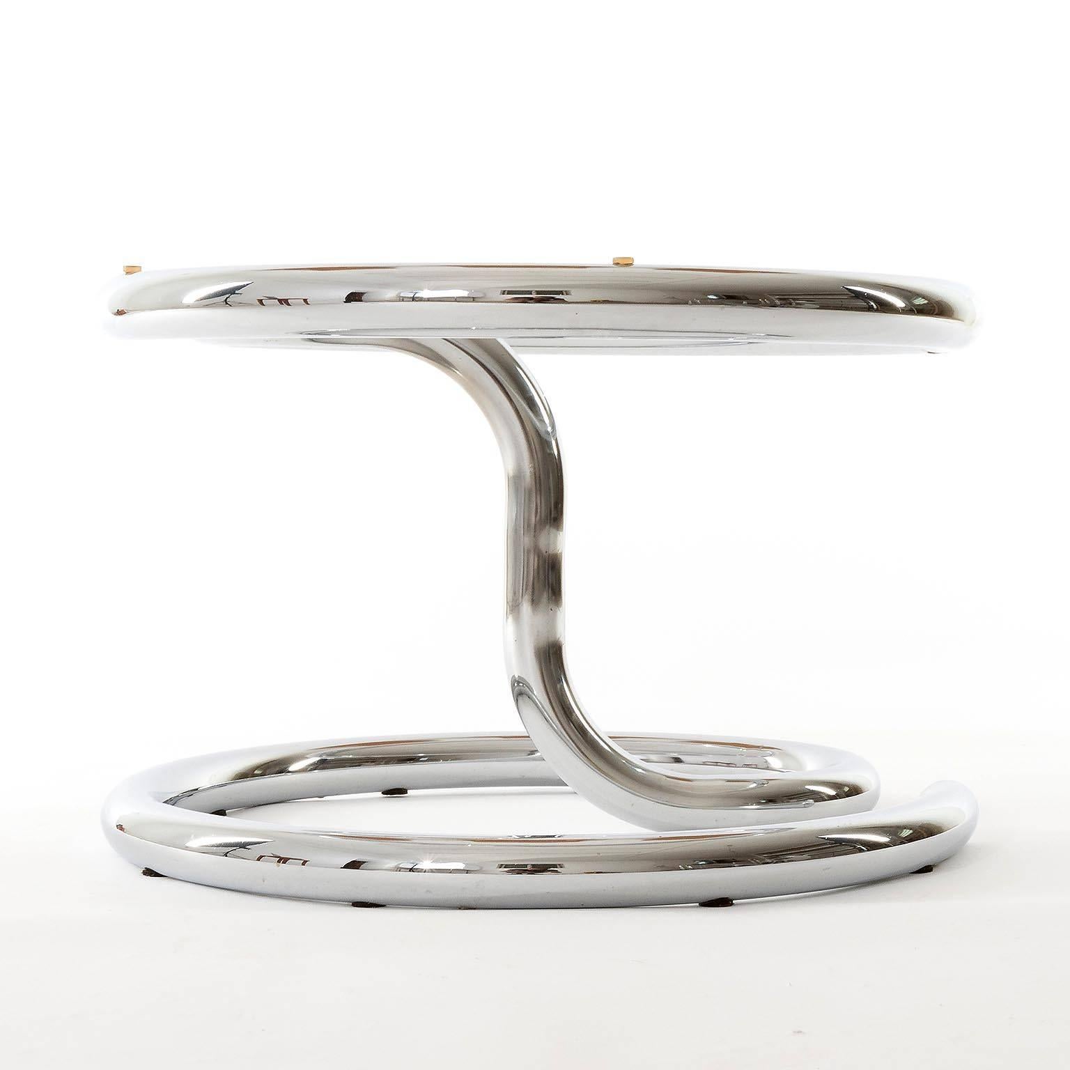 One of Two Anaconda Tables, Chrome Smoke Glass, 1970 For Sale 4