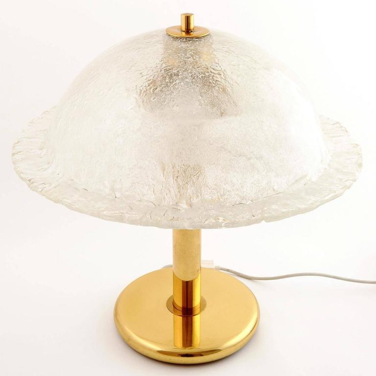 Large Table Lamp, Brass and Glass, Peill and Putzler or Hillebrand
