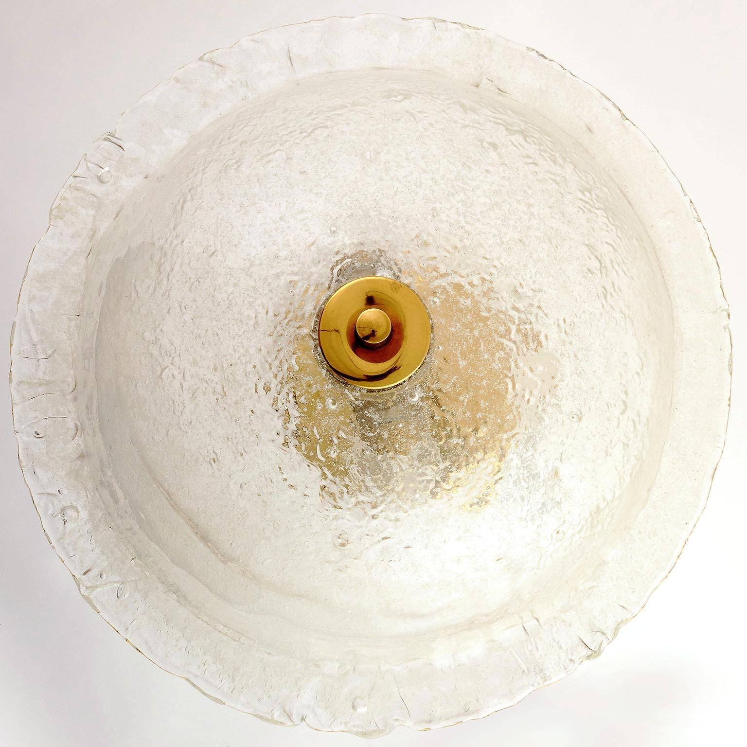 Große Tischlampe aus Messing und Glas, Peill & Putzler oder Hillebrand, Deutschland, 1970 (Poliert) im Angebot
