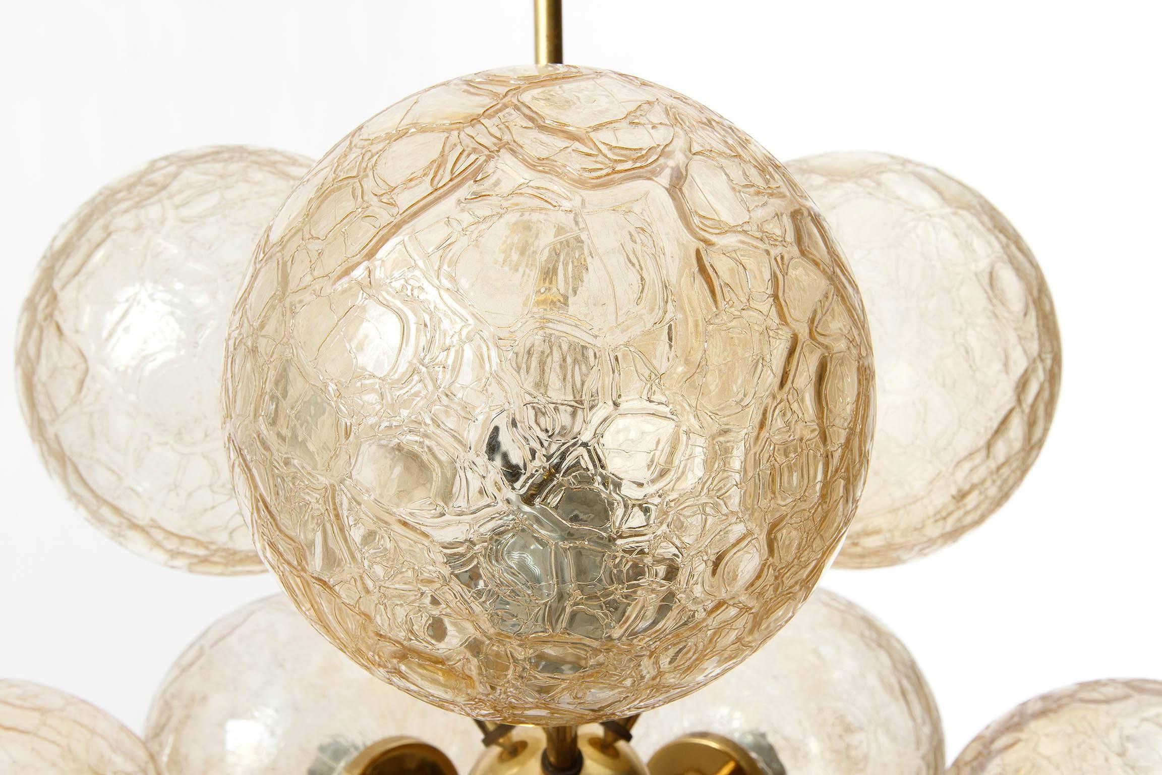 Sputnik Chandelier, Brass and Amber Glass, 1970 2