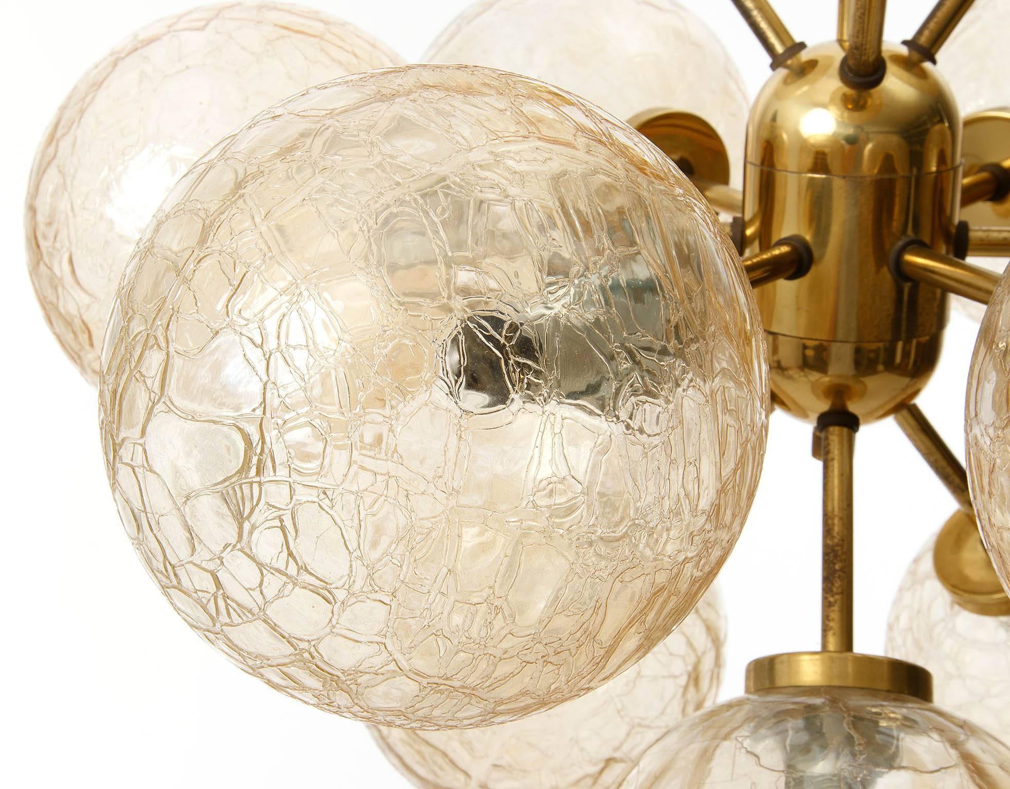 Sputnik Chandelier, Brass and Amber Glass, 1970 1