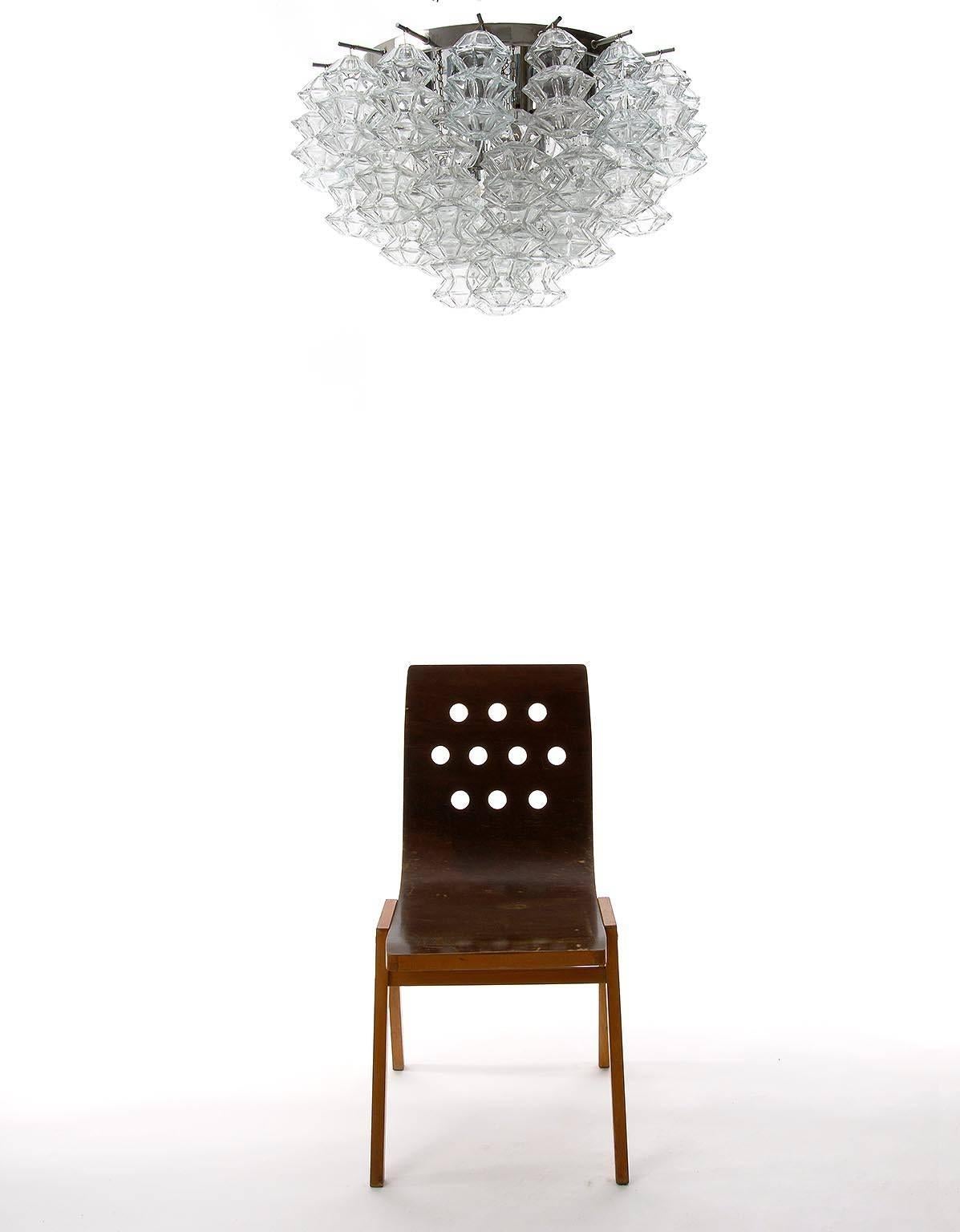 Fin du 20e siècle L'une des quatre lampes à poser ou suspendre Kalmar « pagode », en verre et nickel, 1970 en vente