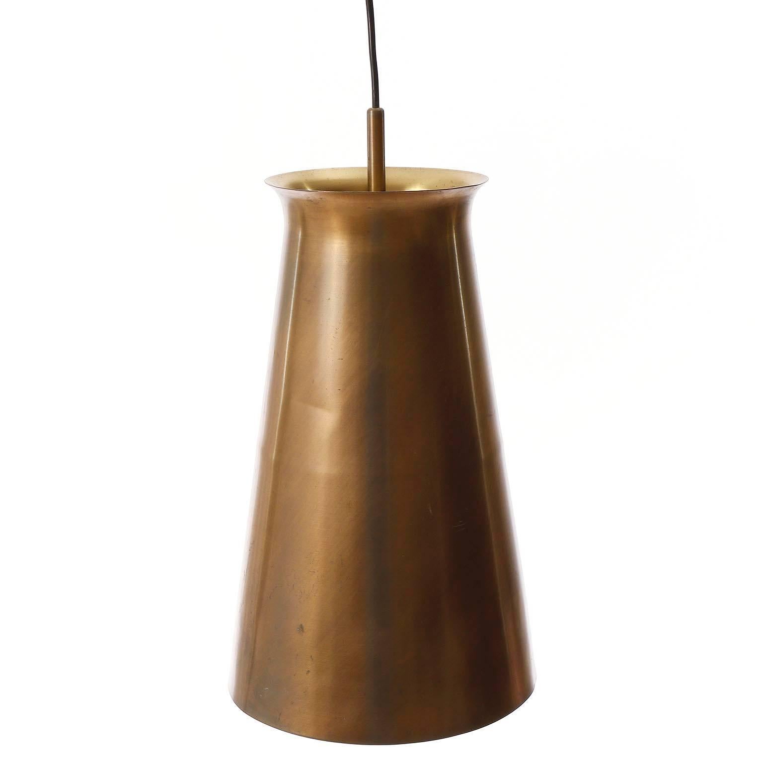 Mid-Century Modern Stilnovo Style Pendant Light, Patinated Brass, 1960