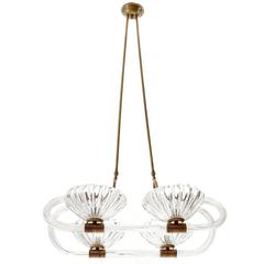 Barovier Chandelier, Glass and Brass, Italy, 1940s 12