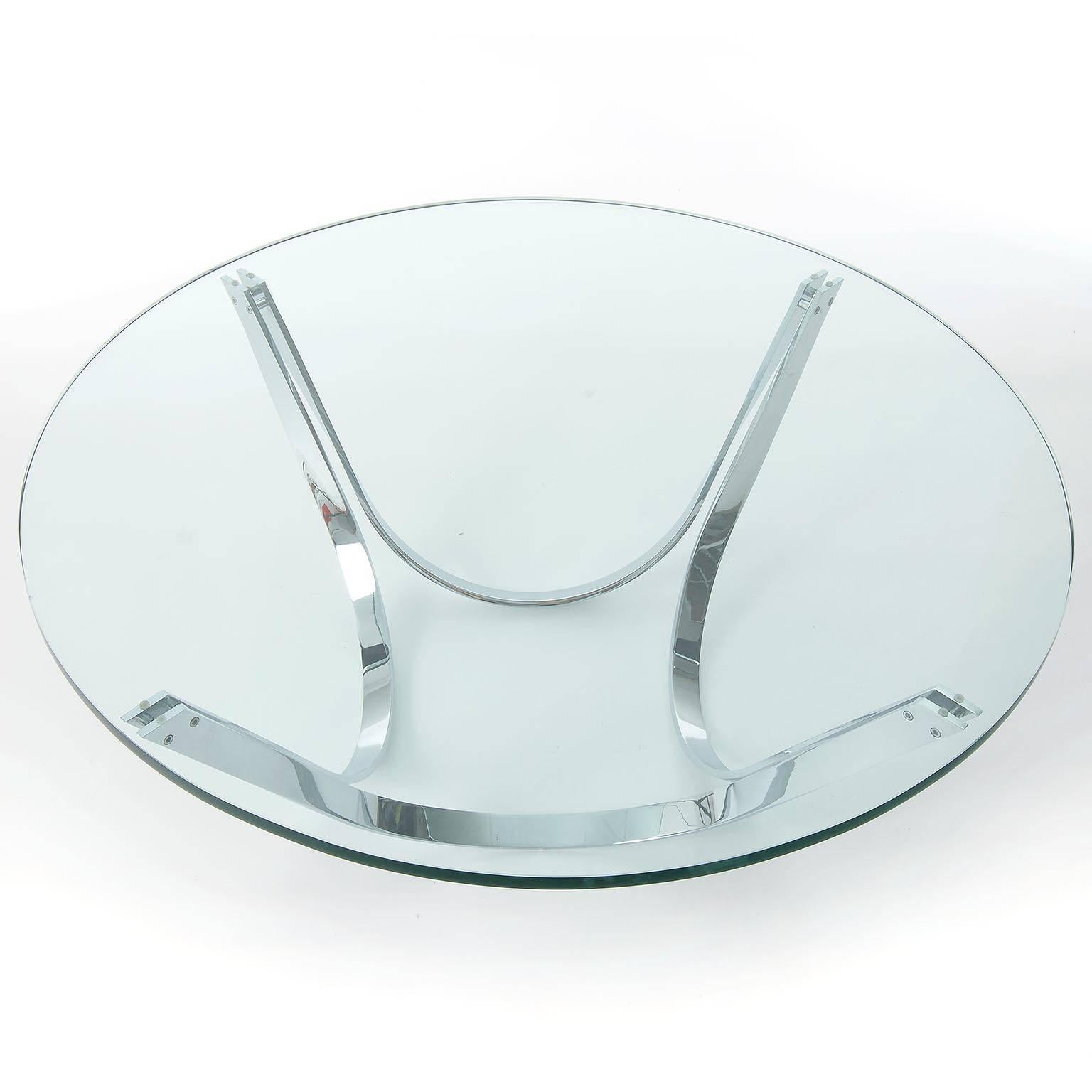 Paire de tables basses de Tri-Mark, verre et chrome, 1970 Bon état - En vente à Hausmannstätten, AT