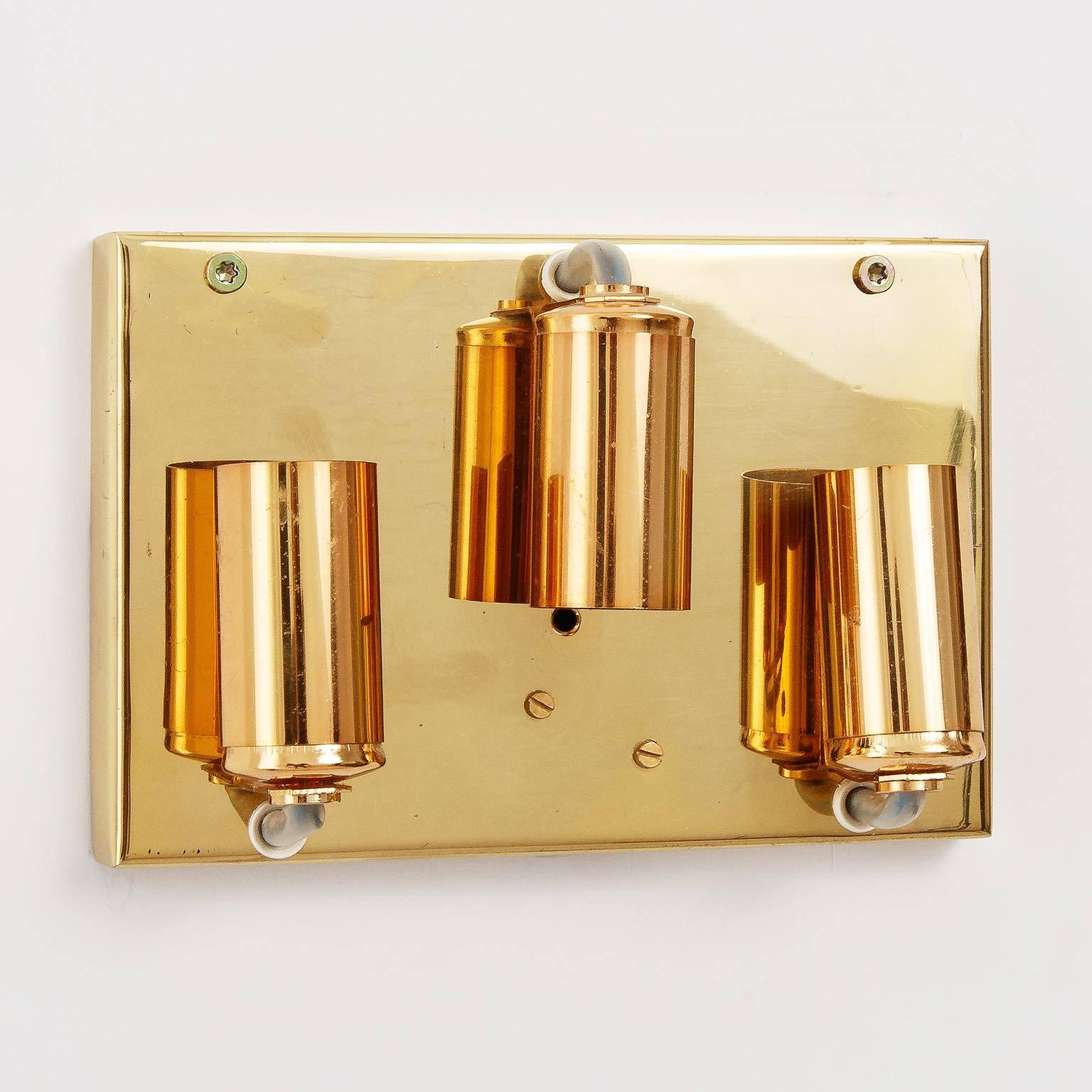 Mid-20th Century Palwa Sconces, Crystal Glass Brass, 1960s For Sale