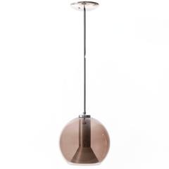 Two RAAK Pendant Lights by Frank Ligtelijn, Smoked Glass Globes, 1960s